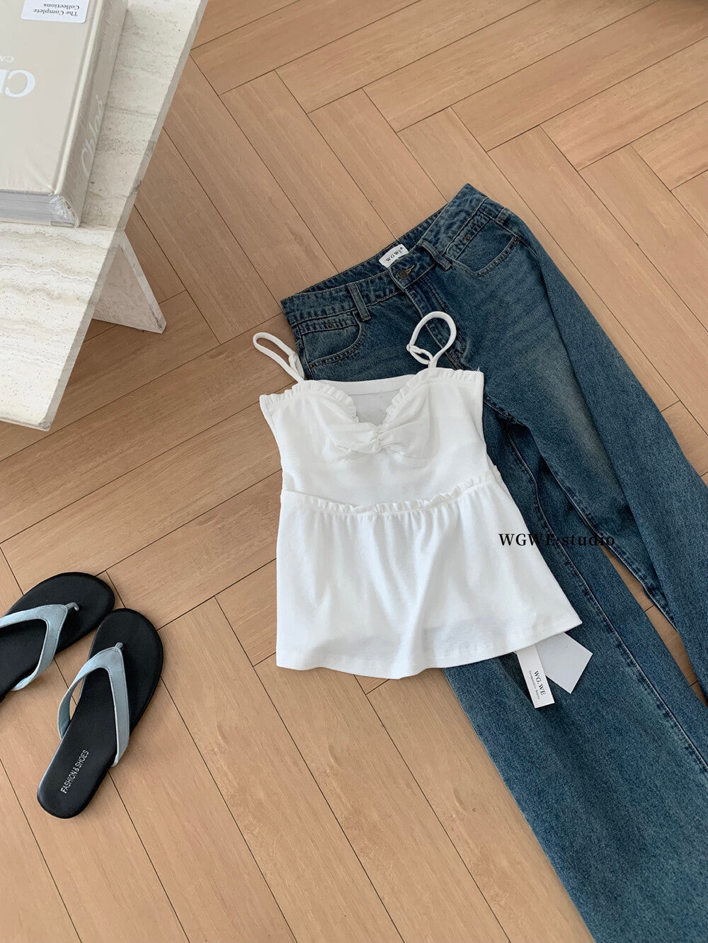 WGWE Crush-Inspired Ruched Butterfly Strap Cami Top