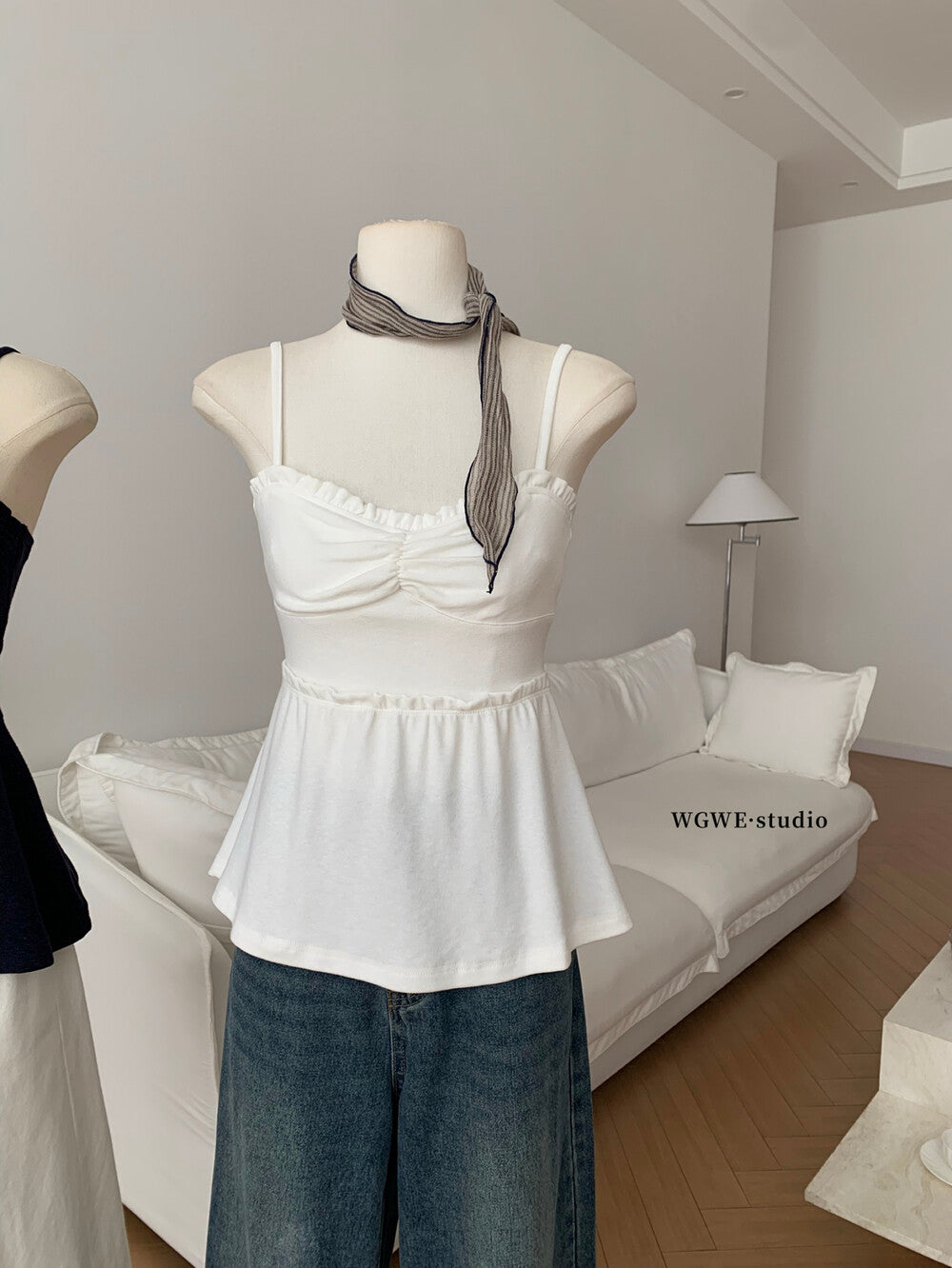 WGWE Crush-Inspired Ruched Butterfly Strap Cami Top