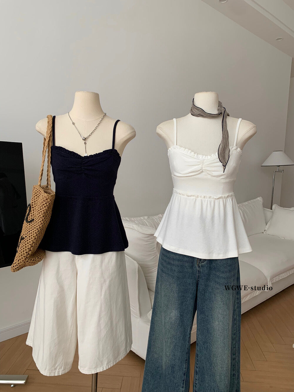 WGWE Crush-Inspired Ruched Butterfly Strap Cami Top