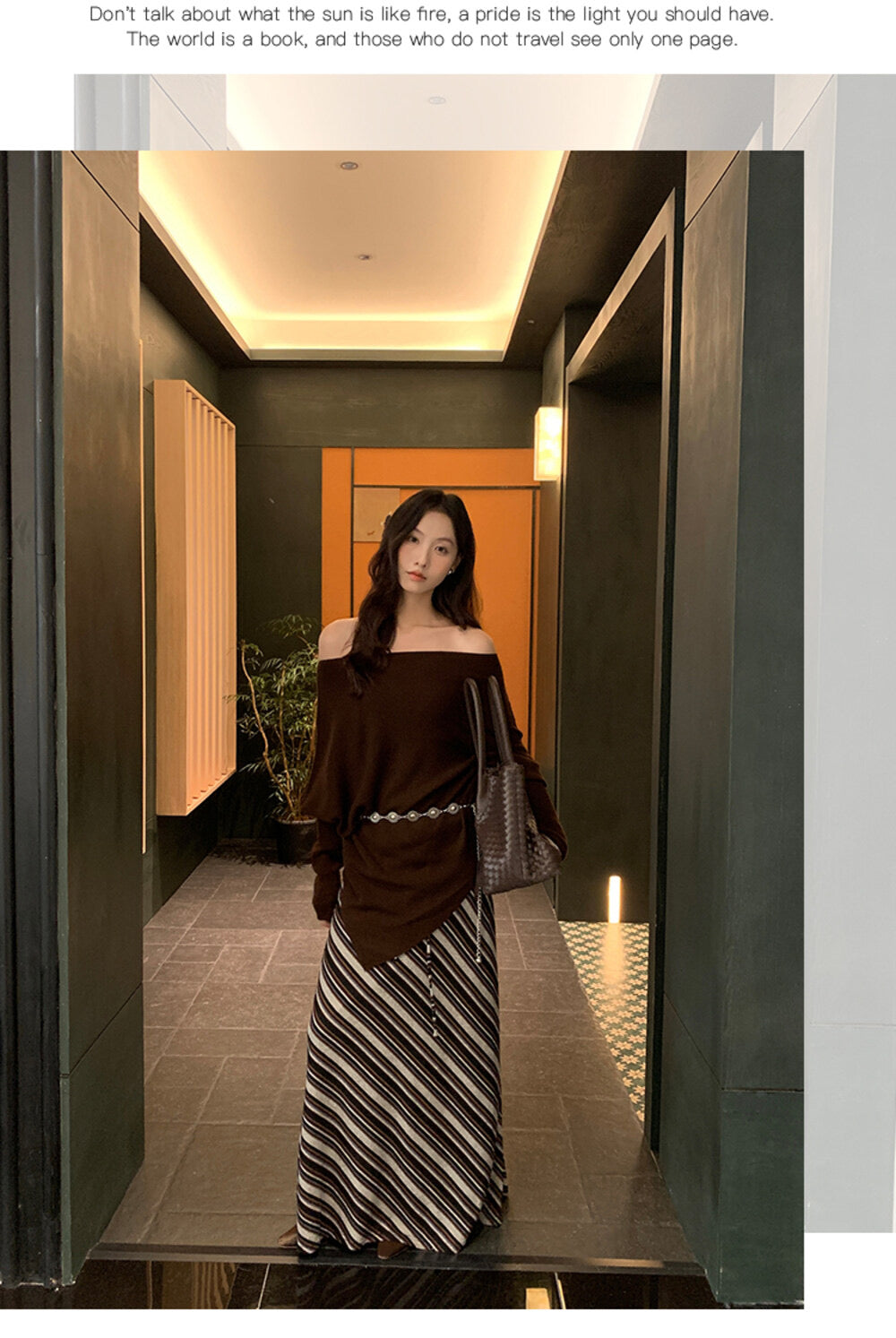 AIXILI Asymmetrical Off-Shoulder Knit Sweater with Waist Tie (wool)