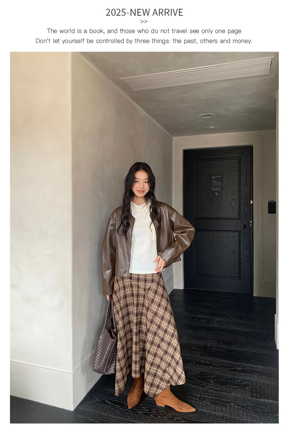 AIXILI Vintage Plaid Asymmetrical Patchwork A-Line Skirt