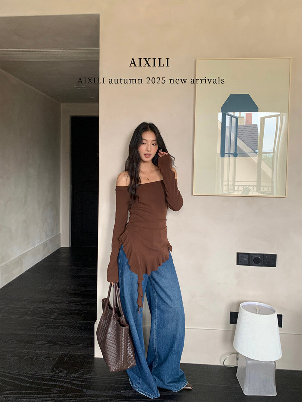 AIXILI Asymmetrical Hem Slim-Fit Knit Top
