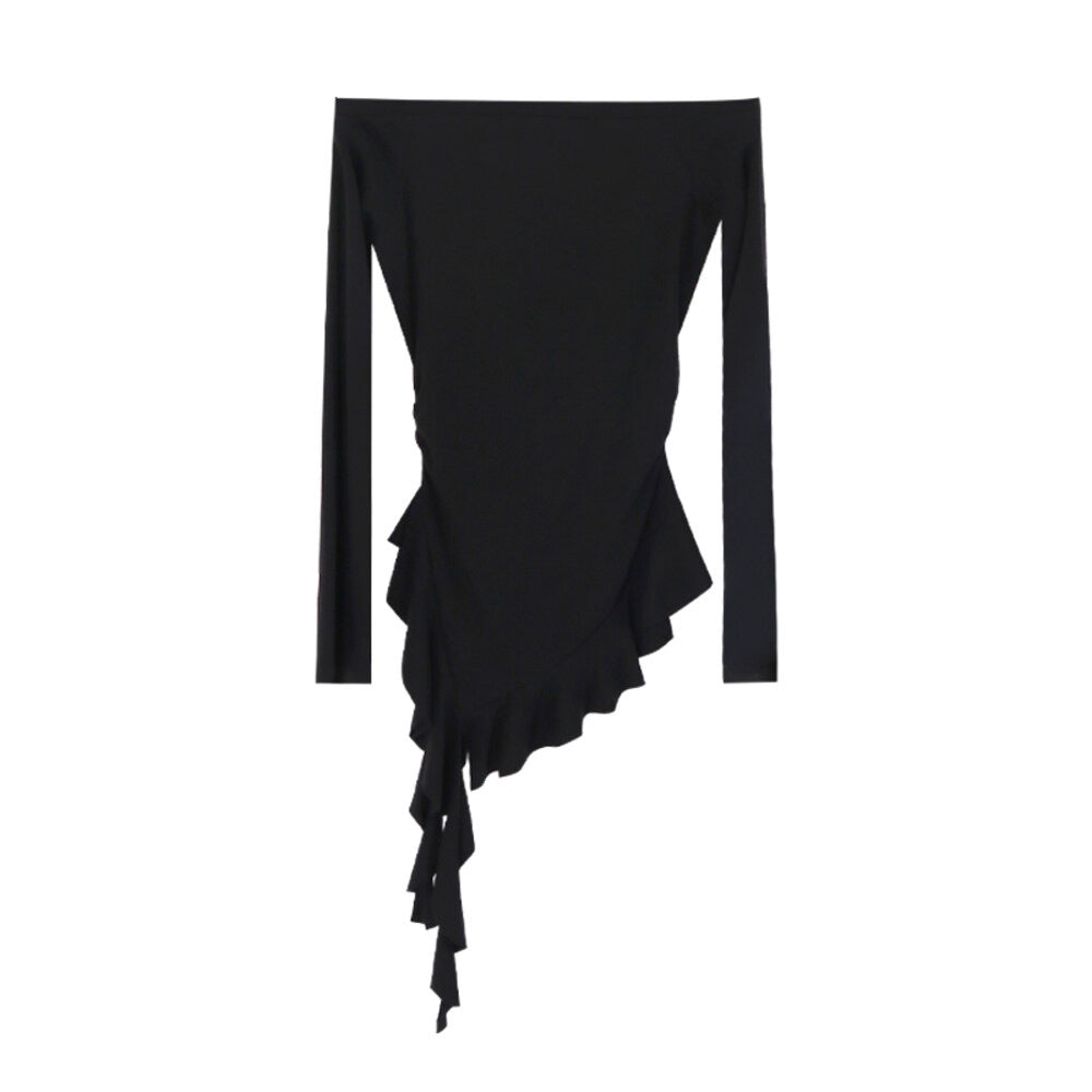 AIXILI Asymmetrical Hem Slim-Fit Knit Top