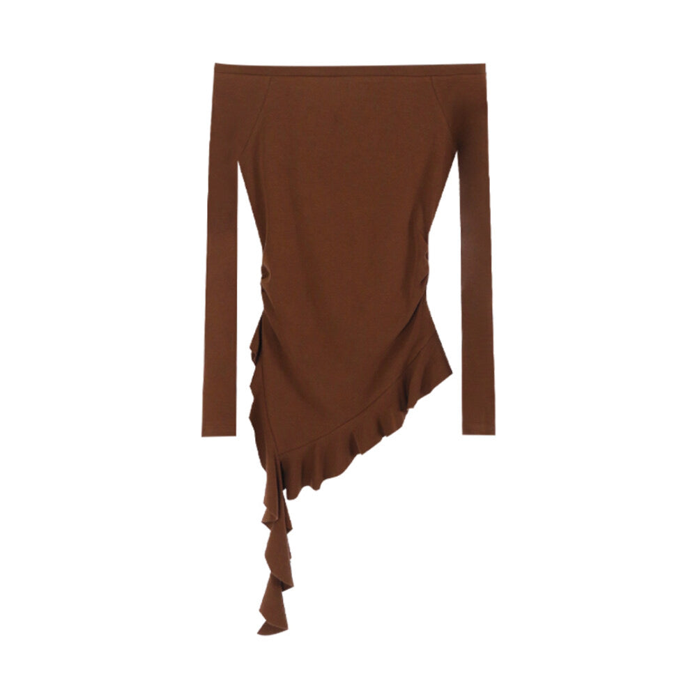 AIXILI Asymmetrical Hem Slim-Fit Knit Top