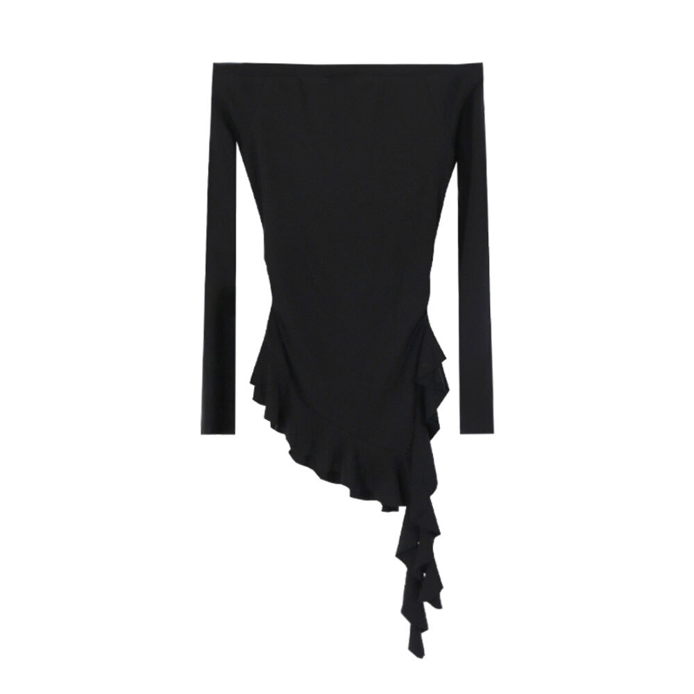 AIXILI Asymmetrical Hem Slim-Fit Knit Top