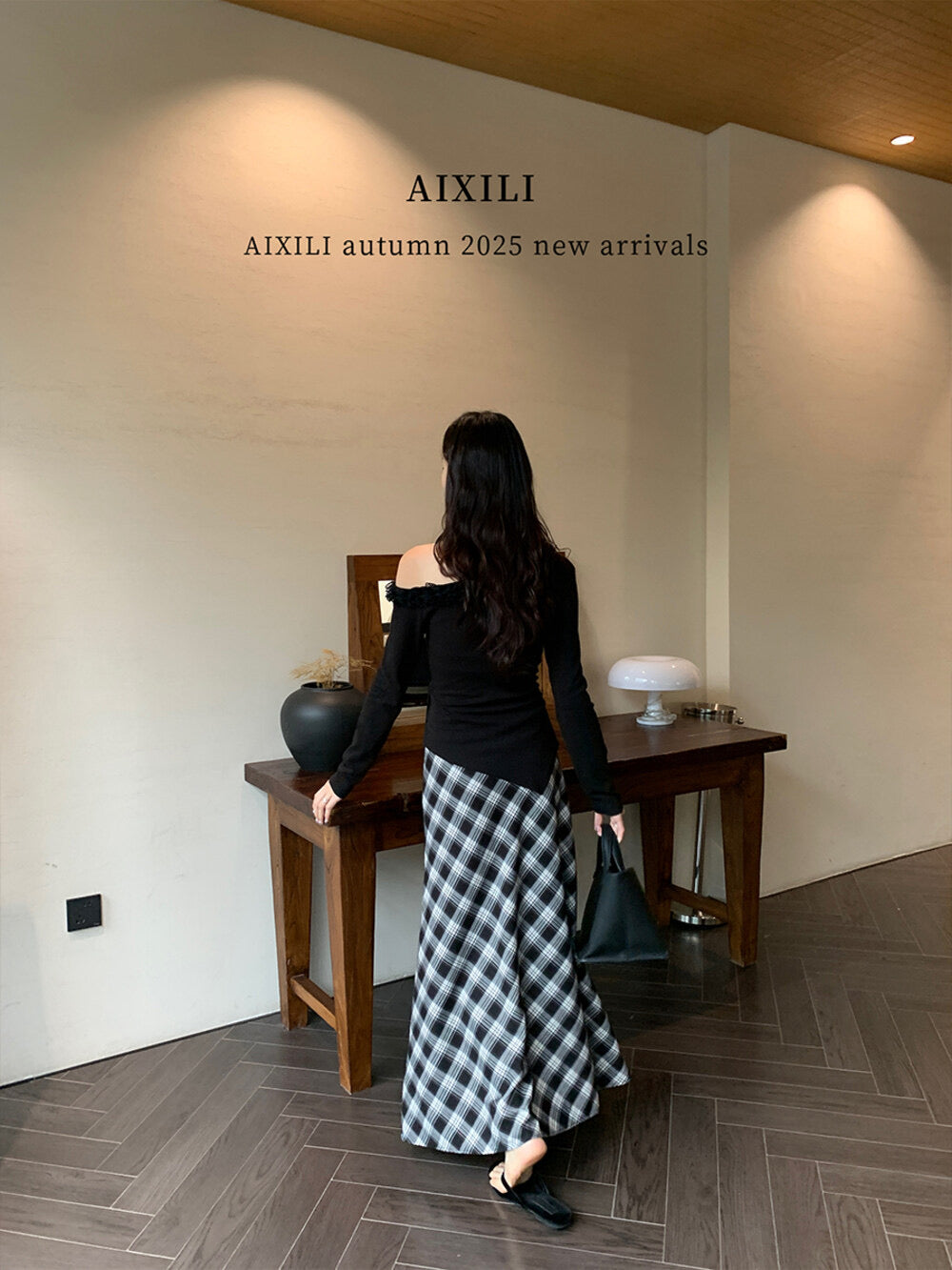 AIXILI Asymmetrical Lace Panel Waist-Tie Knit Top