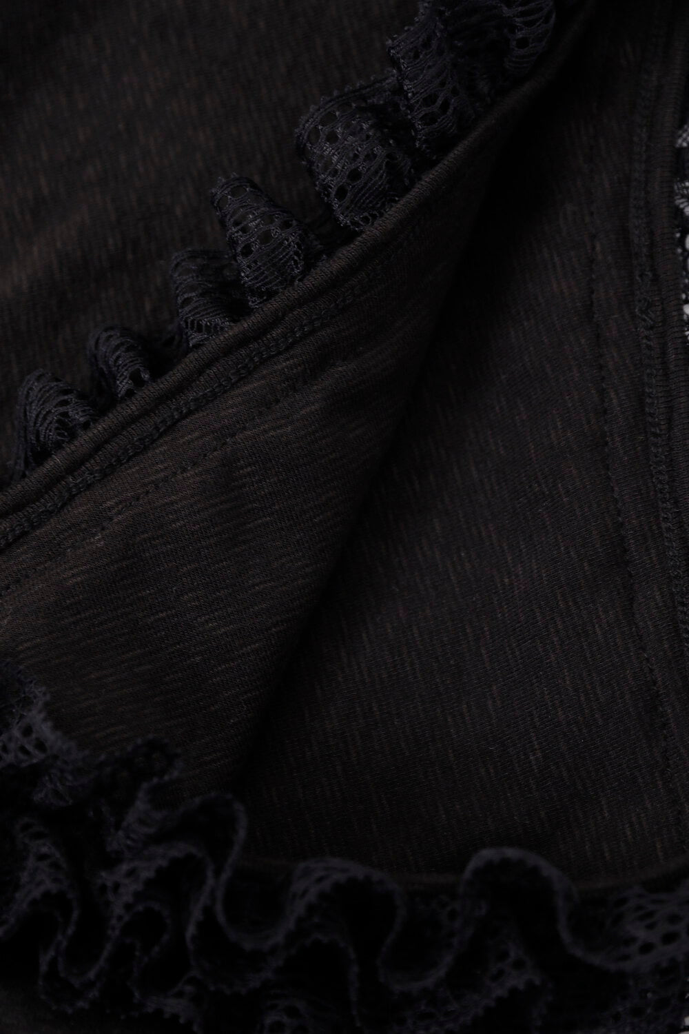 AIXILI Asymmetrical Lace Panel Waist-Tie Knit Top