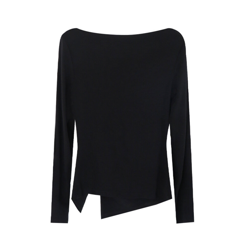 AIXILI Twist-Front Slim-Fit Knit Long Sleeve Top