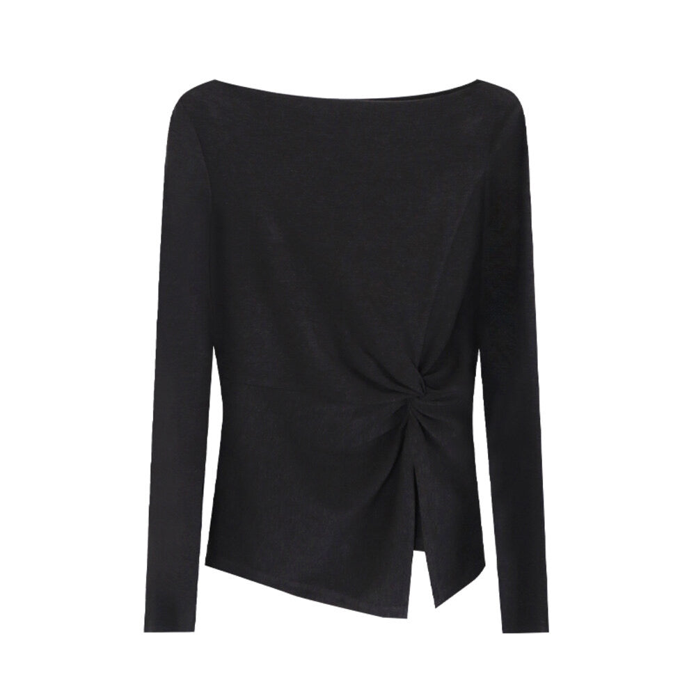 AIXILI Twist-Front Slim-Fit Knit Long Sleeve Top