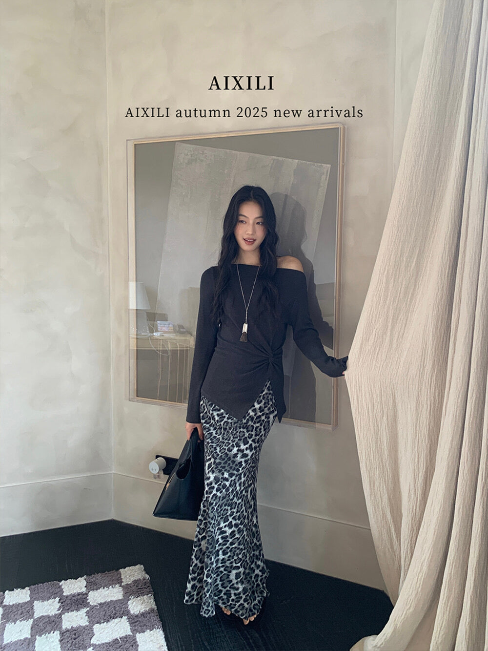 AIXILI Twist-Front Slim-Fit Knit Long Sleeve Top