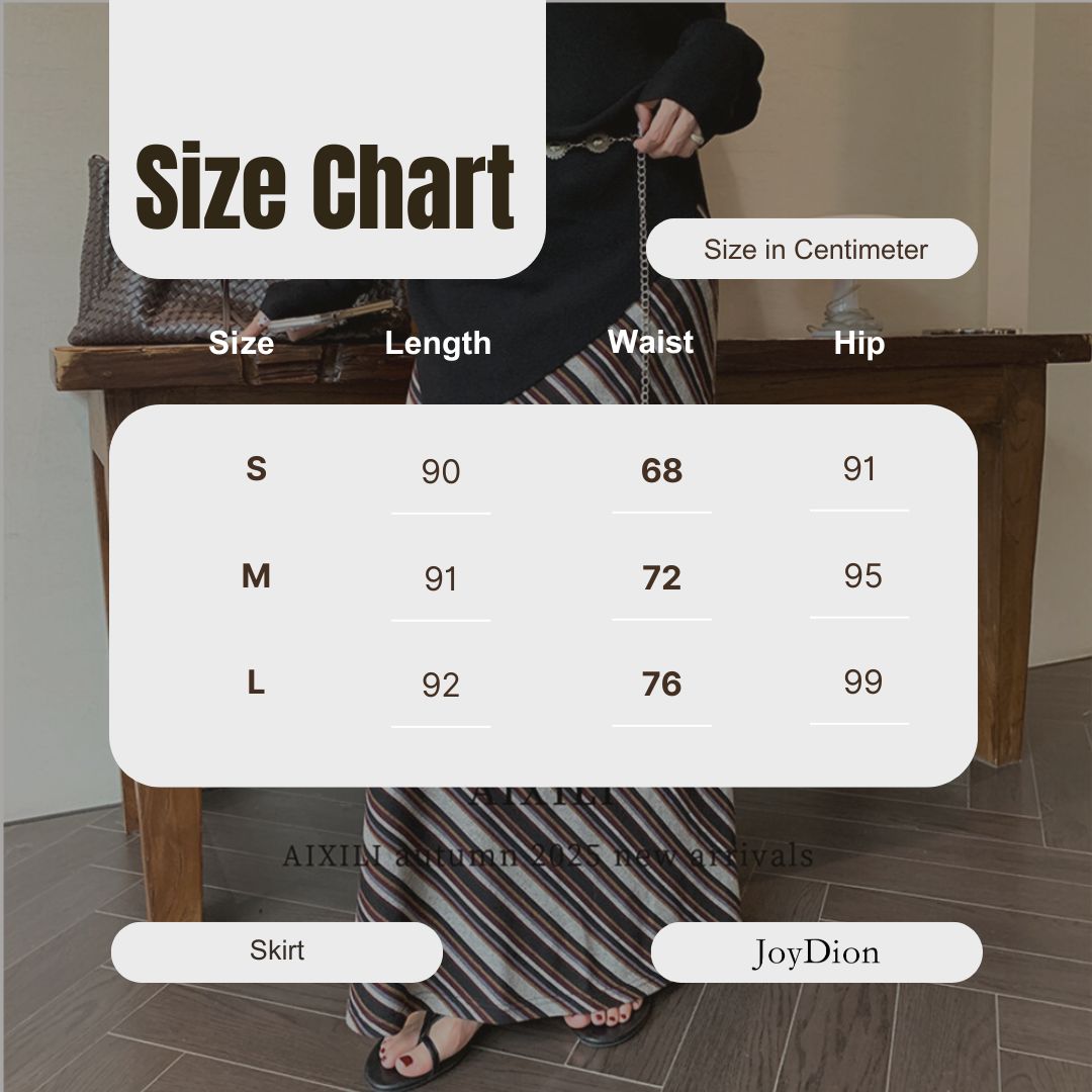 AIXILI Striped Drape High-Waist Maxi Skirt