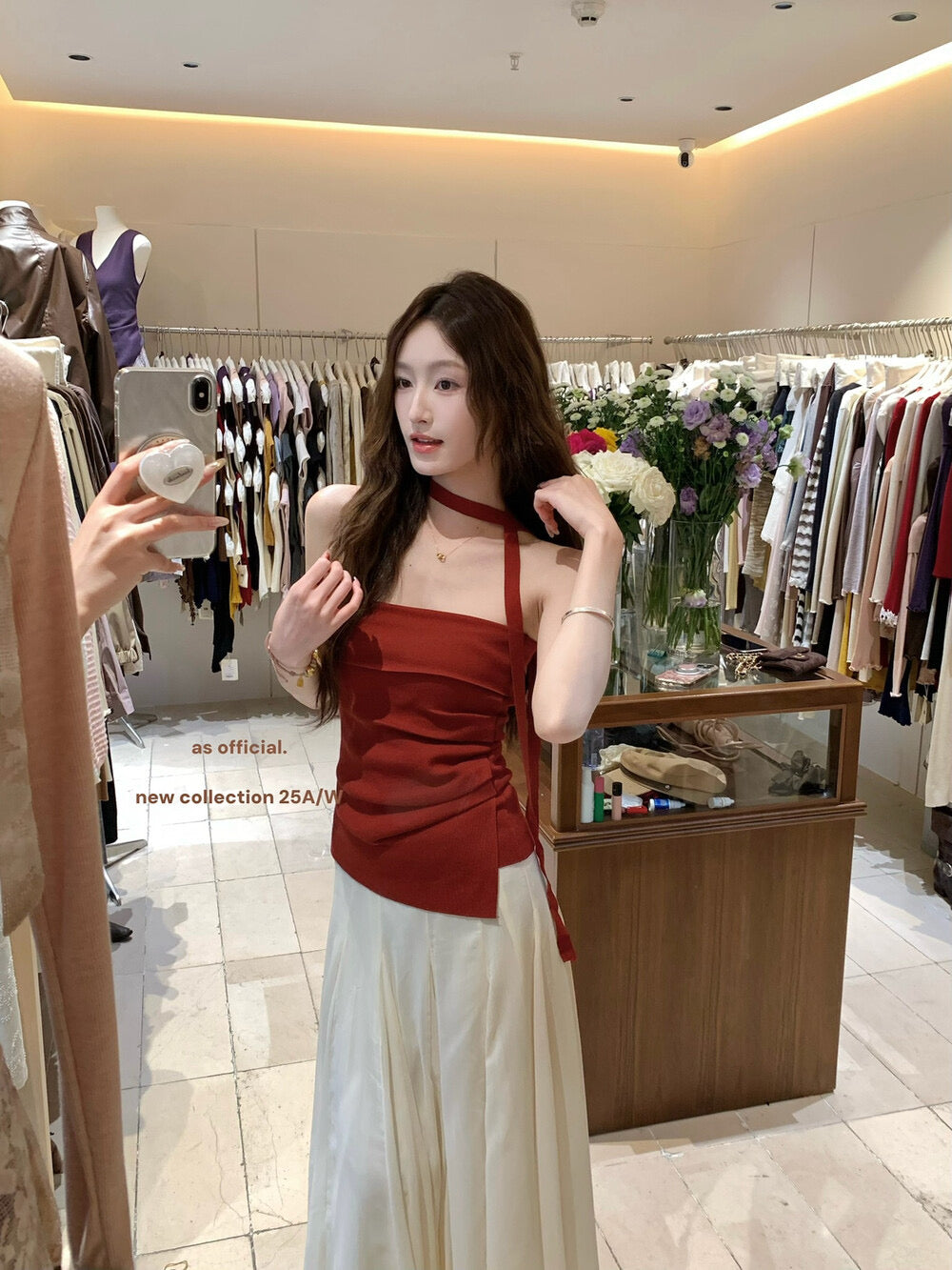 AS OFFICIAL Pleated Bandeau Top with Strap