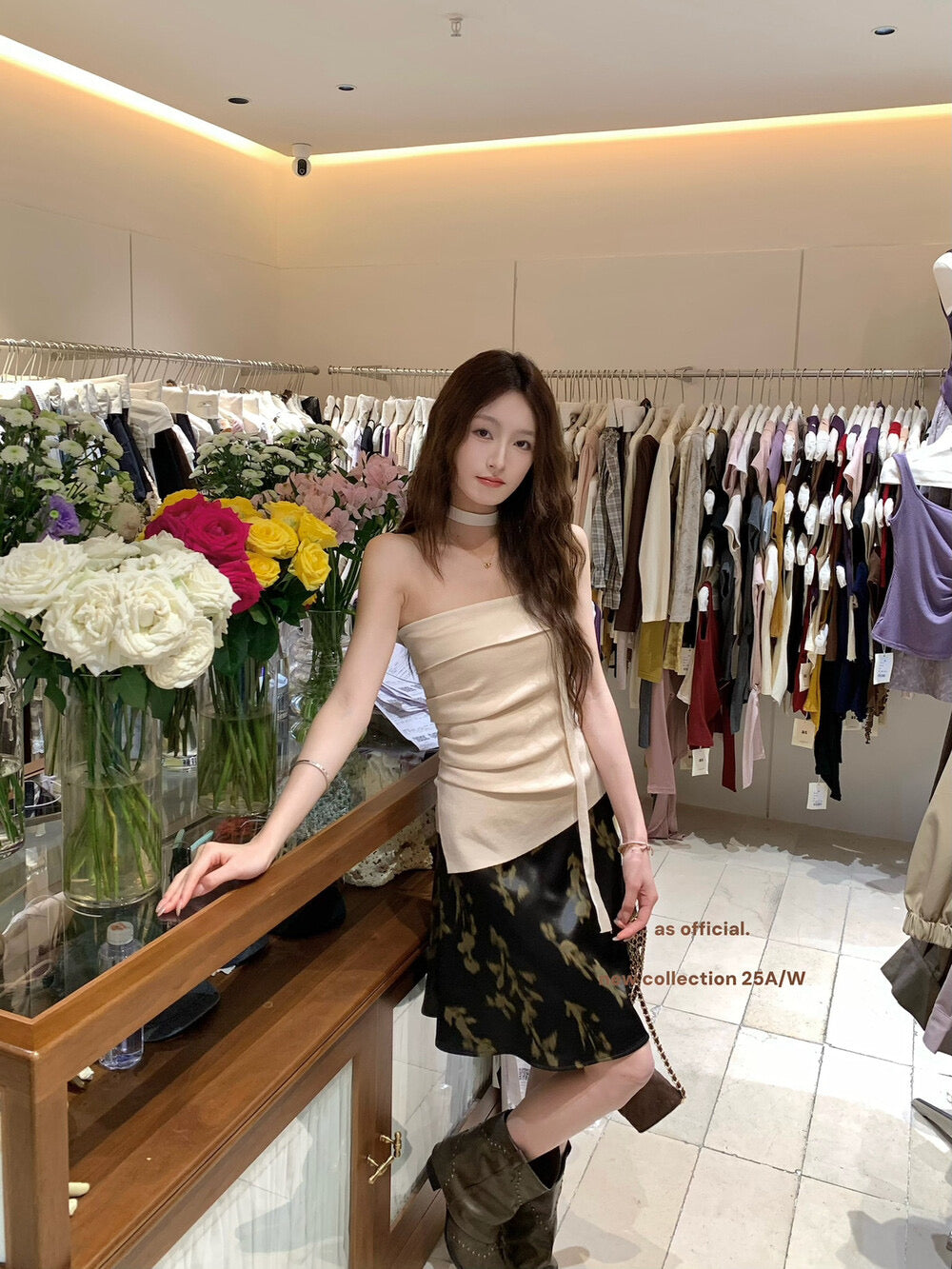 AS OFFICIAL Pleated Bandeau Top with Strap