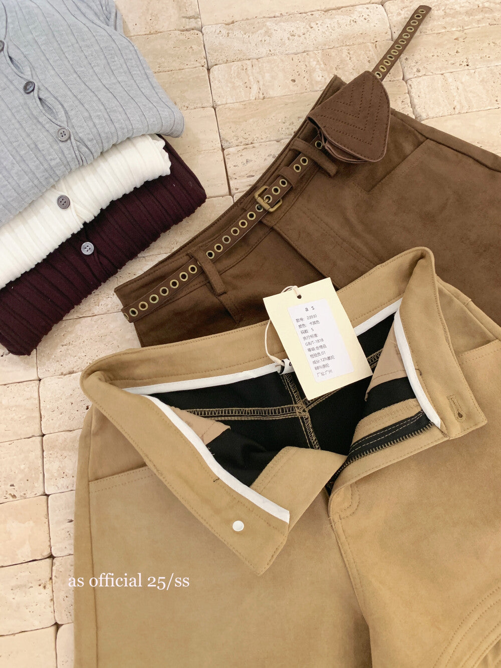 AS OFFICIAL Vintage Suede Belted Shorts