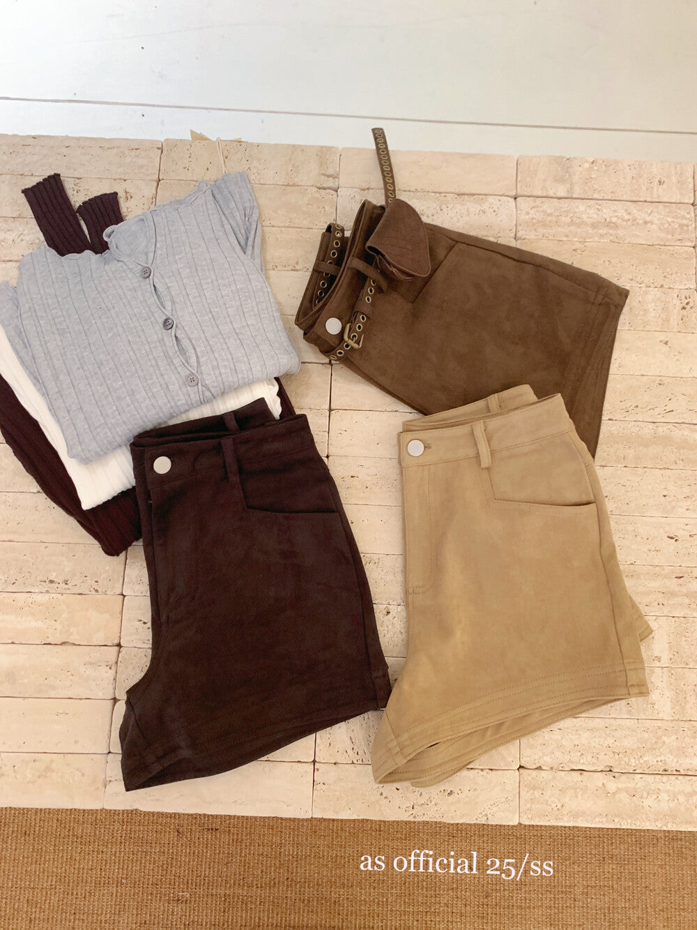 AS OFFICIAL Vintage Suede Belted Shorts