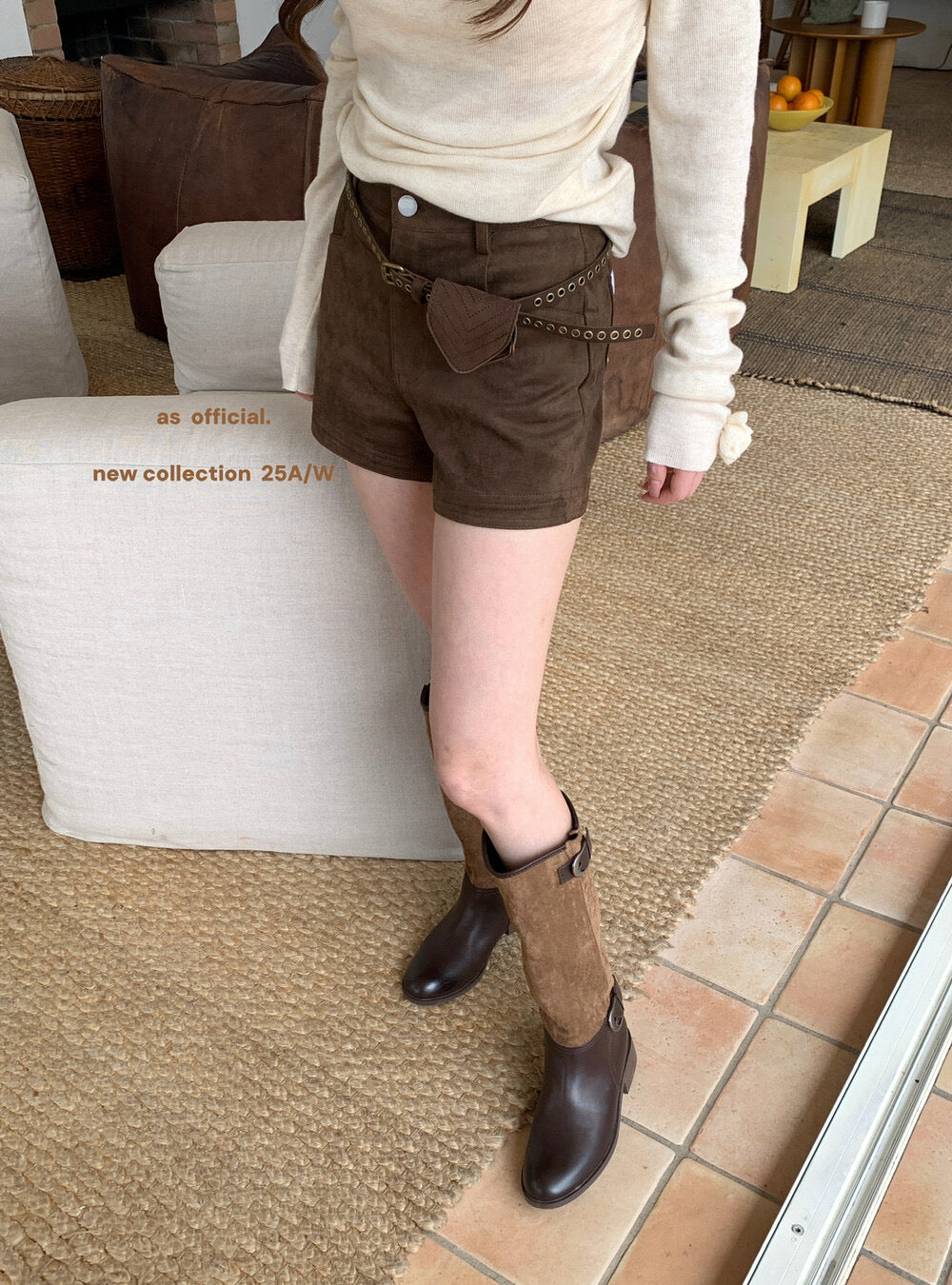 AS OFFICIAL Vintage Suede Belted Shorts