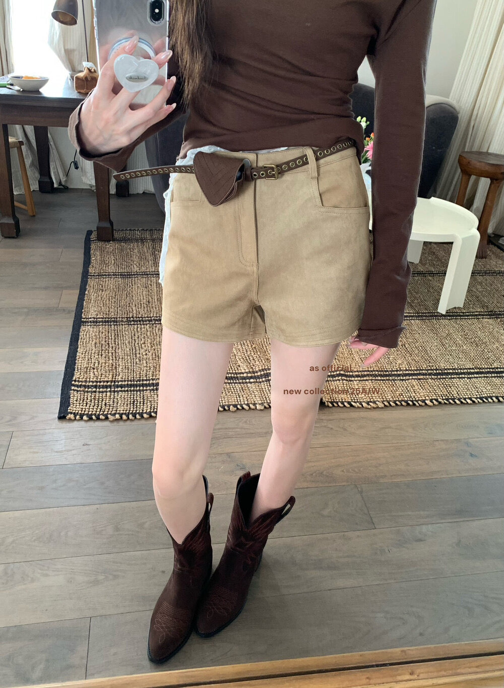 AS OFFICIAL Vintage Suede Belted Shorts