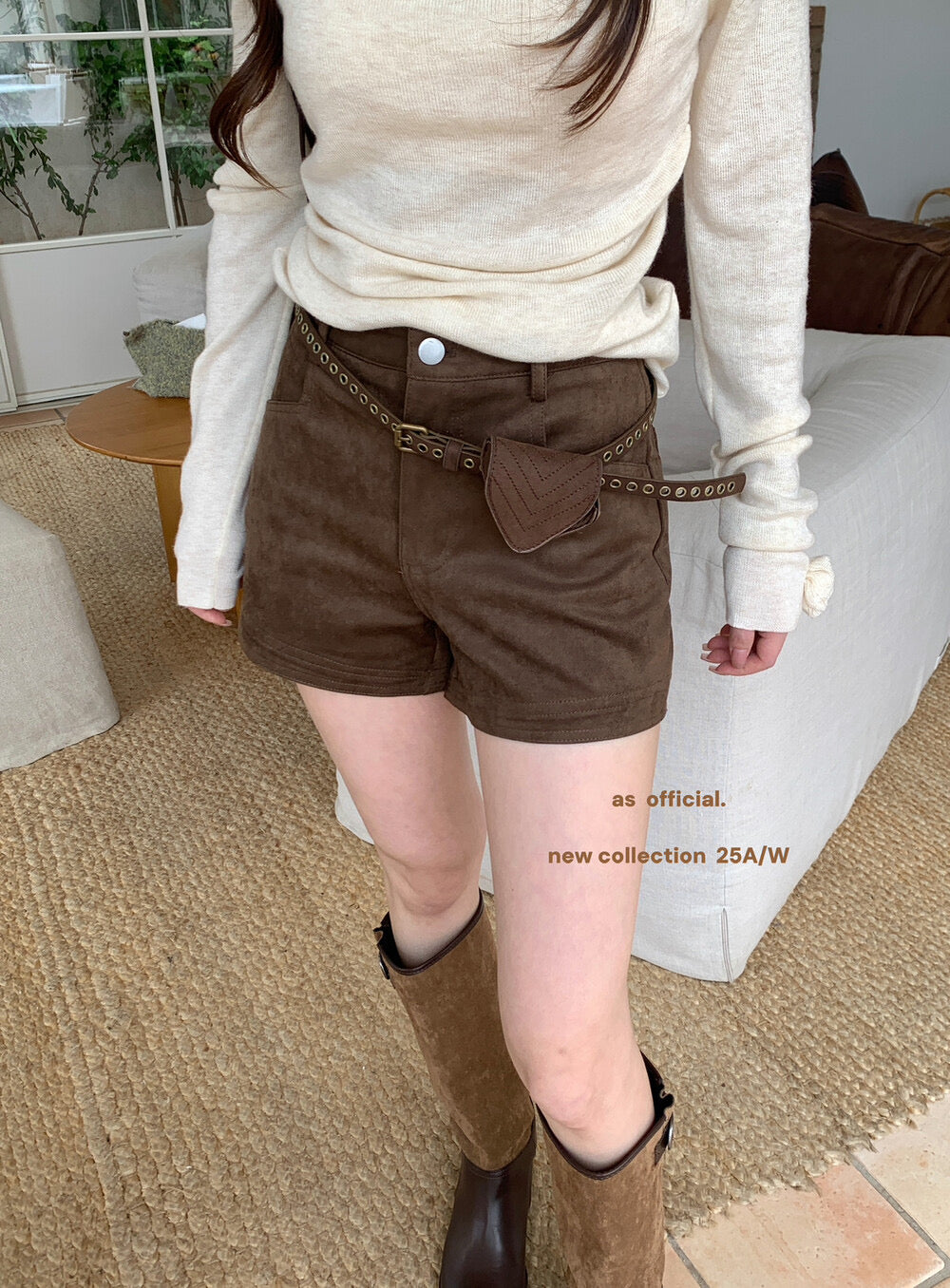 AS OFFICIAL Vintage Suede Belted Shorts