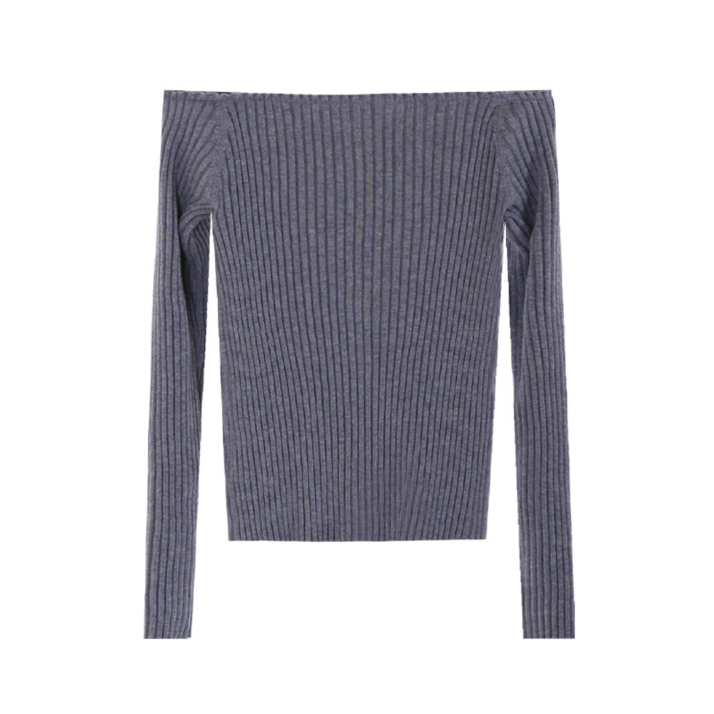 AIXILI 3D Rose Off-Shoulder Knit Top with Wool Blend