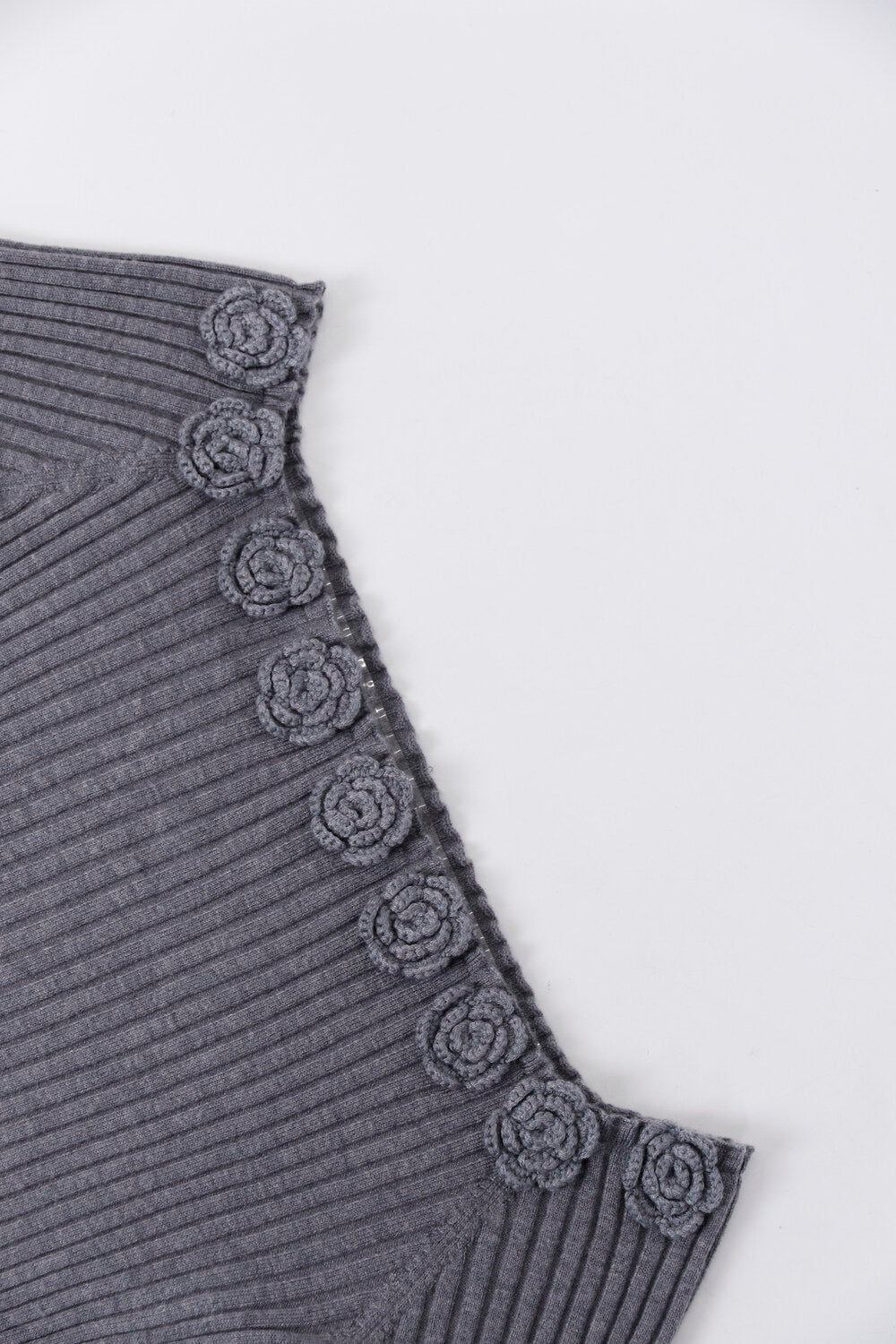 AIXILI 3D Rose Off-Shoulder Knit Top with Wool Blend