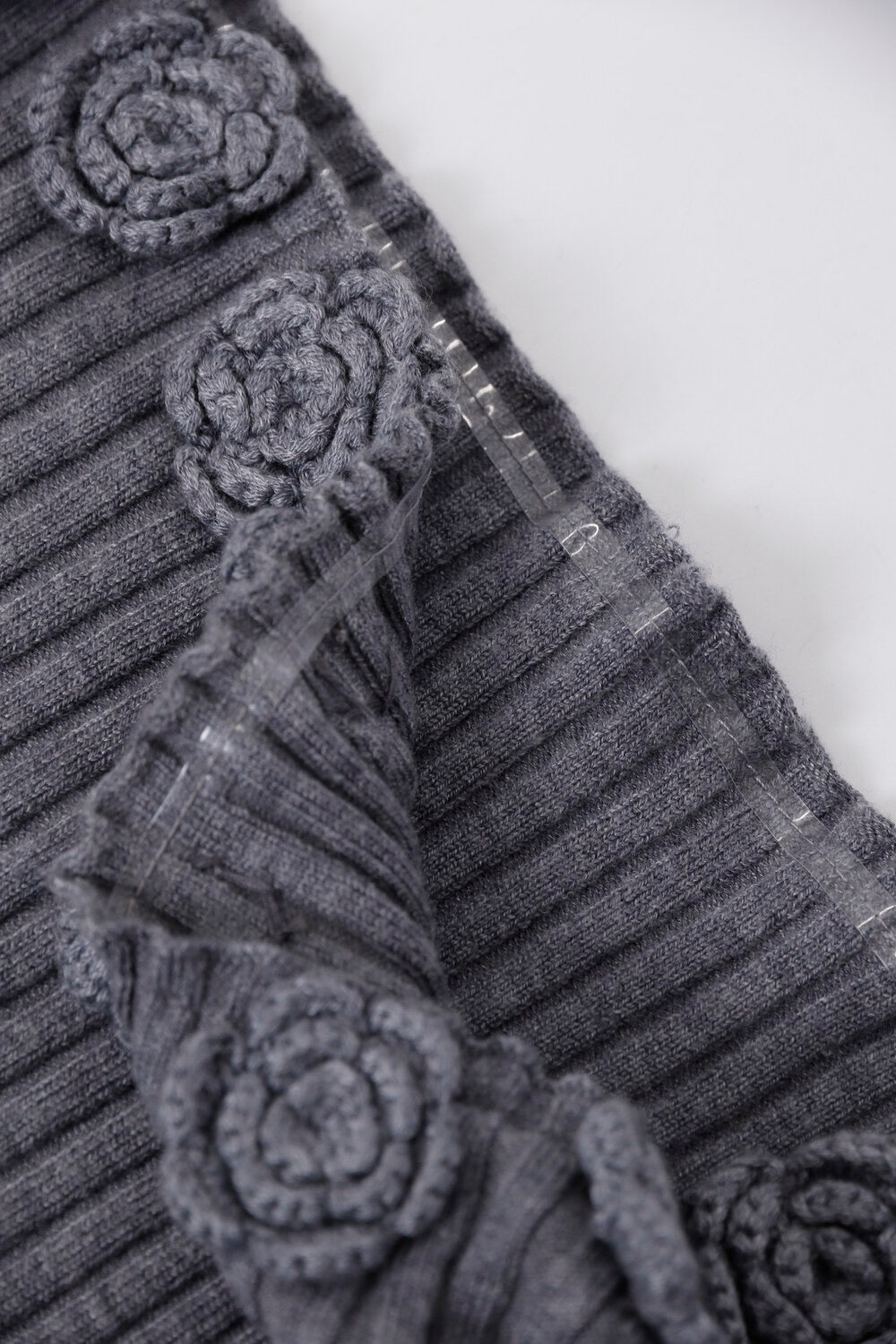 AIXILI 3D Rose Off-Shoulder Knit Top with Wool Blend