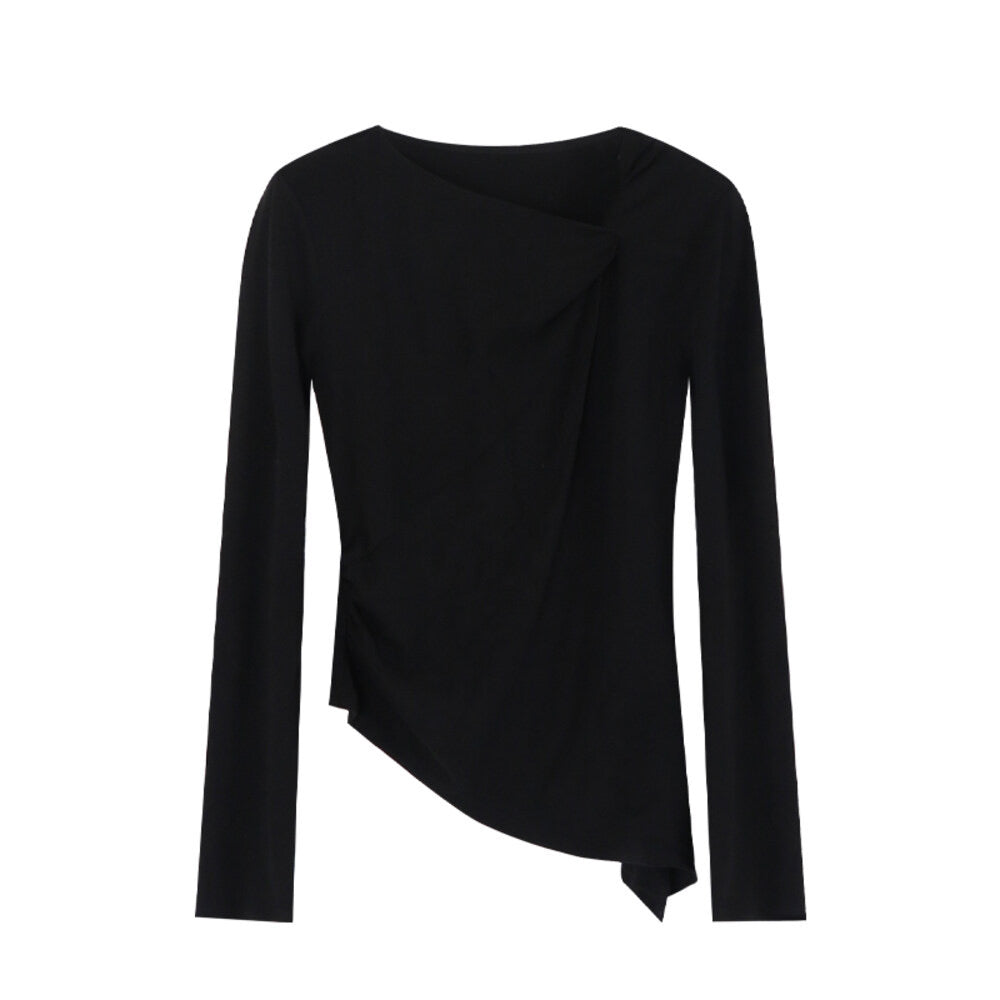 AIXILI Twist-Knot Asym Hem Slim Fit Knit Top