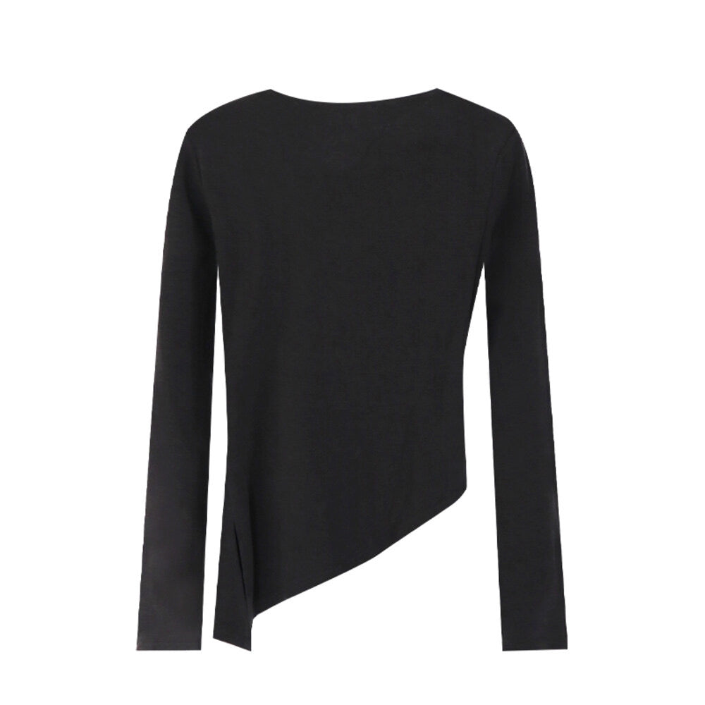 AIXILI Twist-Knot Asym Hem Slim Fit Knit Top
