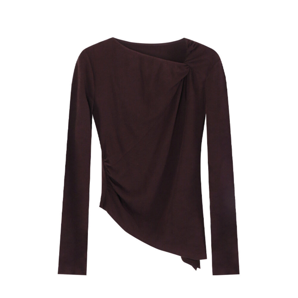 AIXILI Twist-Knot Asym Hem Slim Fit Knit Top
