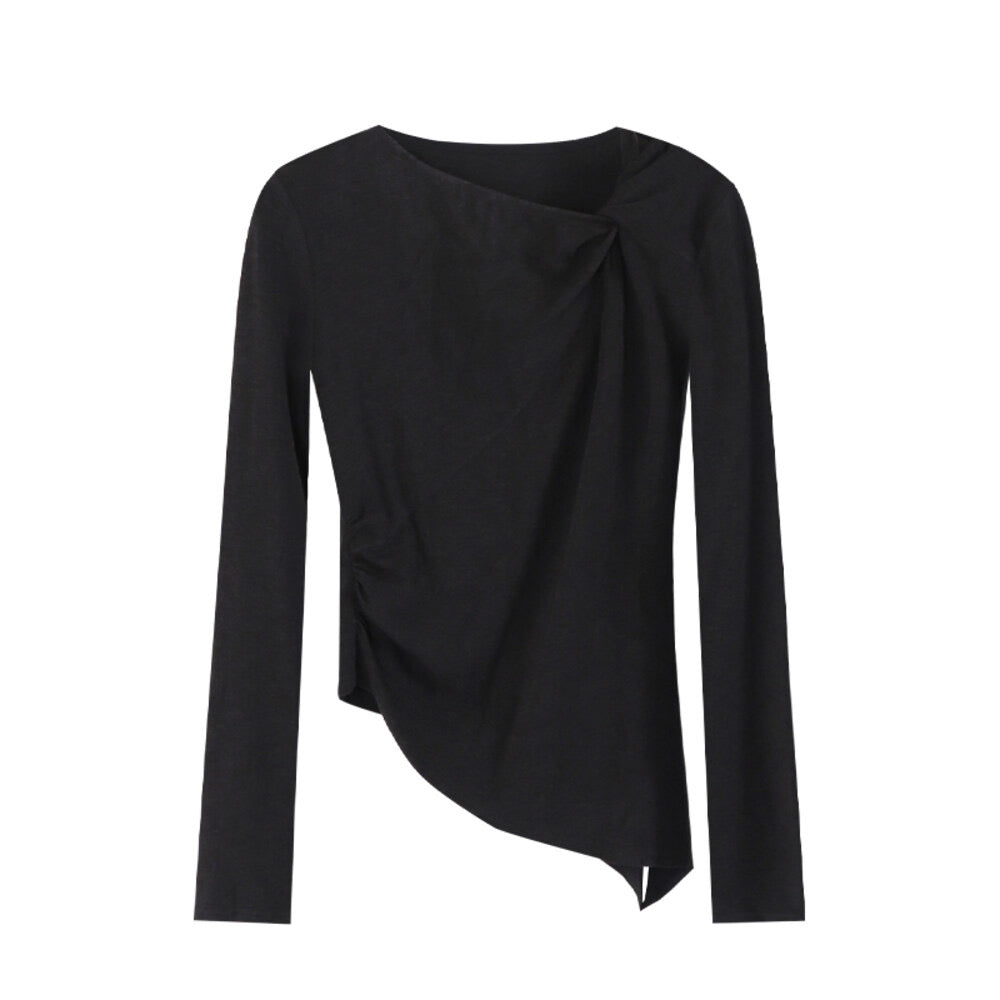 AIXILI Twist-Knot Asym Hem Slim Fit Knit Top