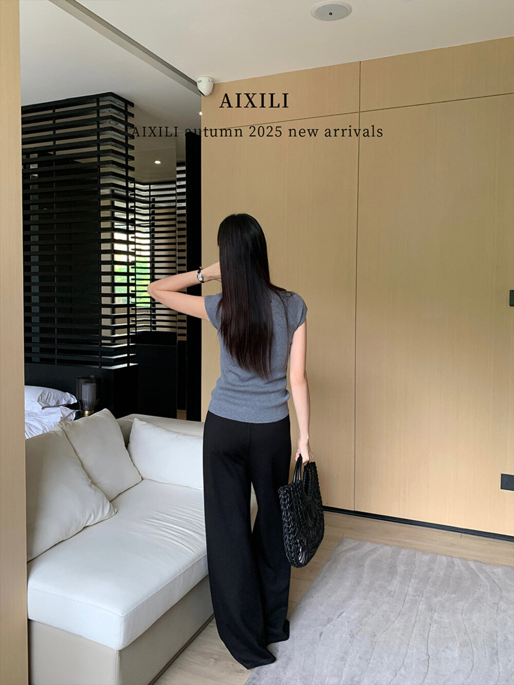 AIXILI Relaxed Drape Wide-Leg Drawstring Pants