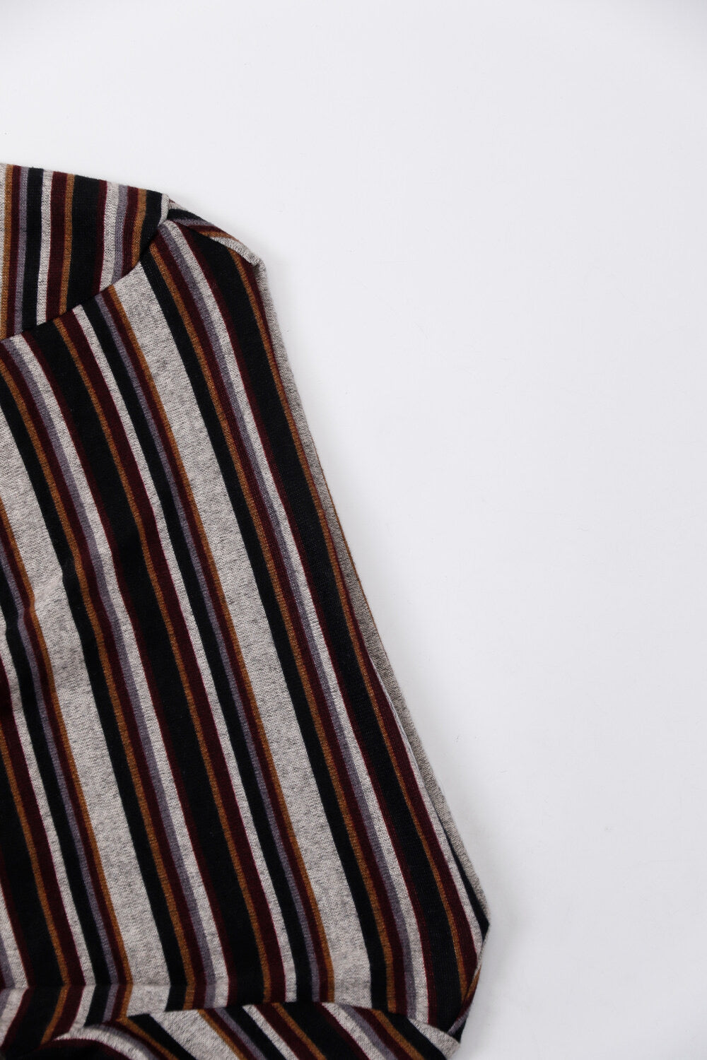 AIXILI Retro Stripe Drape-Hem Tie-Waist Knit Top