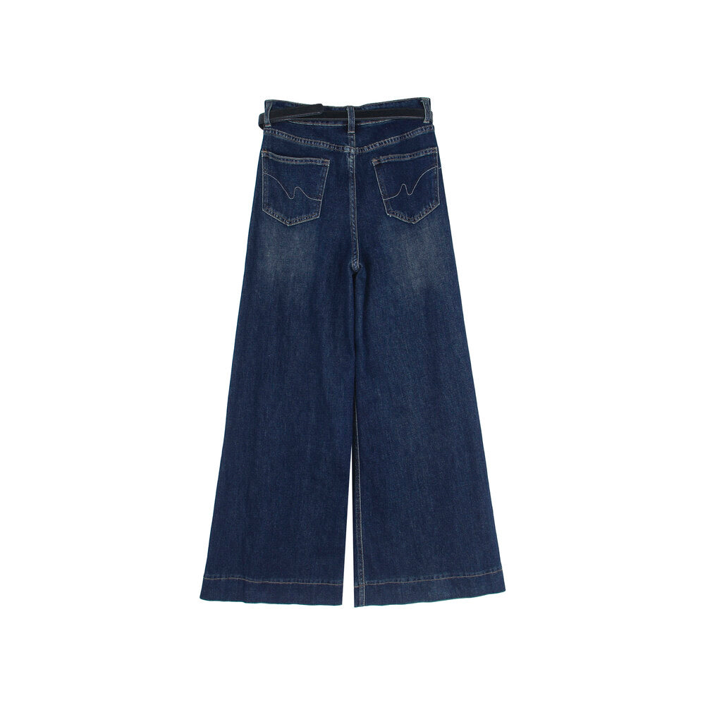 APXIVI Retro High-Waist Flared Hem Denim Pants