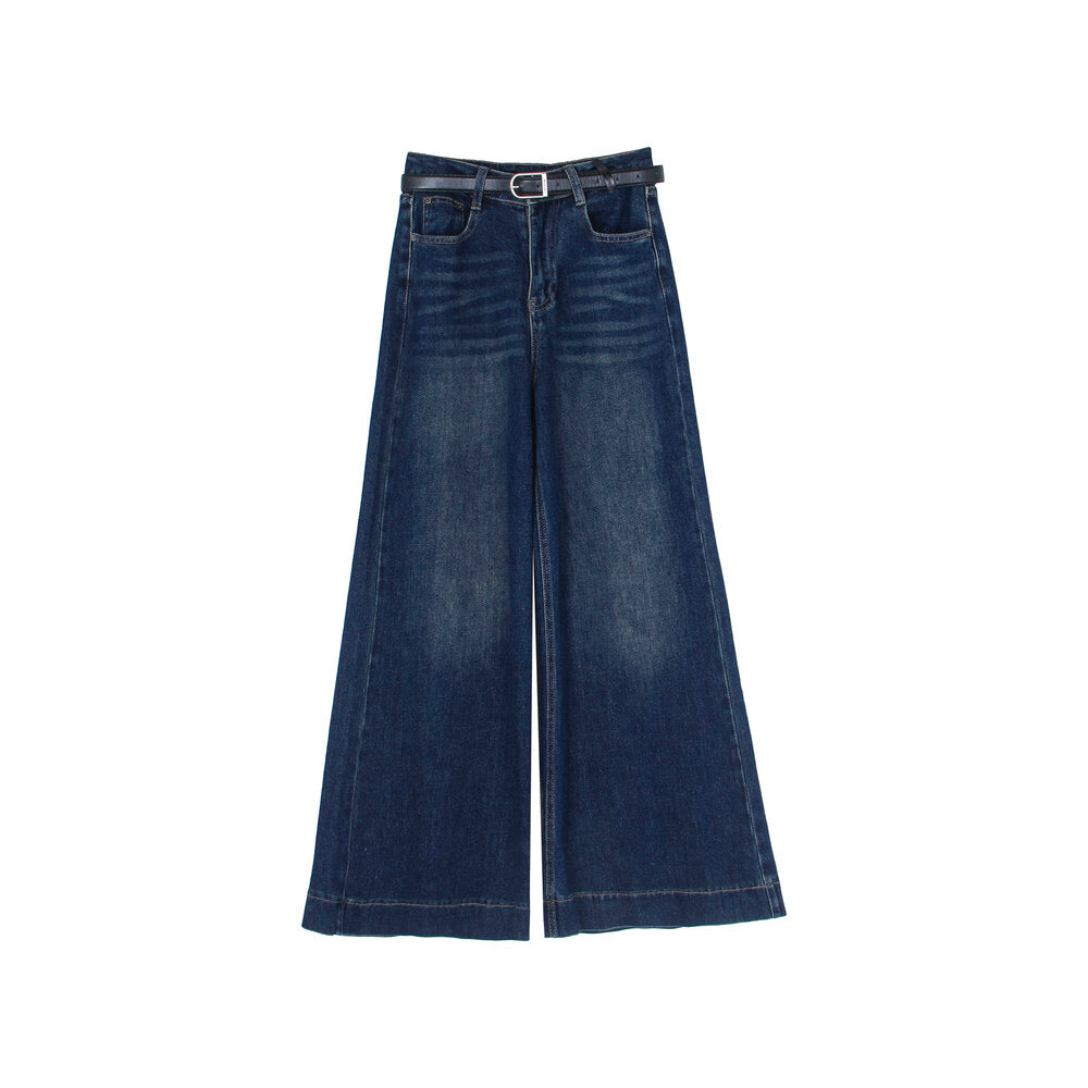APXIVI Retro High-Waist Flared Hem Denim Pants