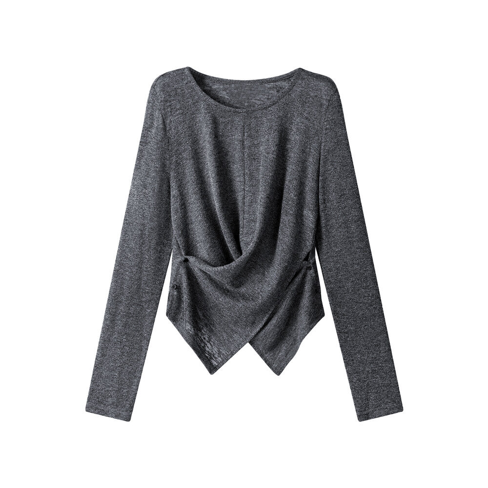 APXIVI Cross-Waist Round Neck Long-Sleeve Tee