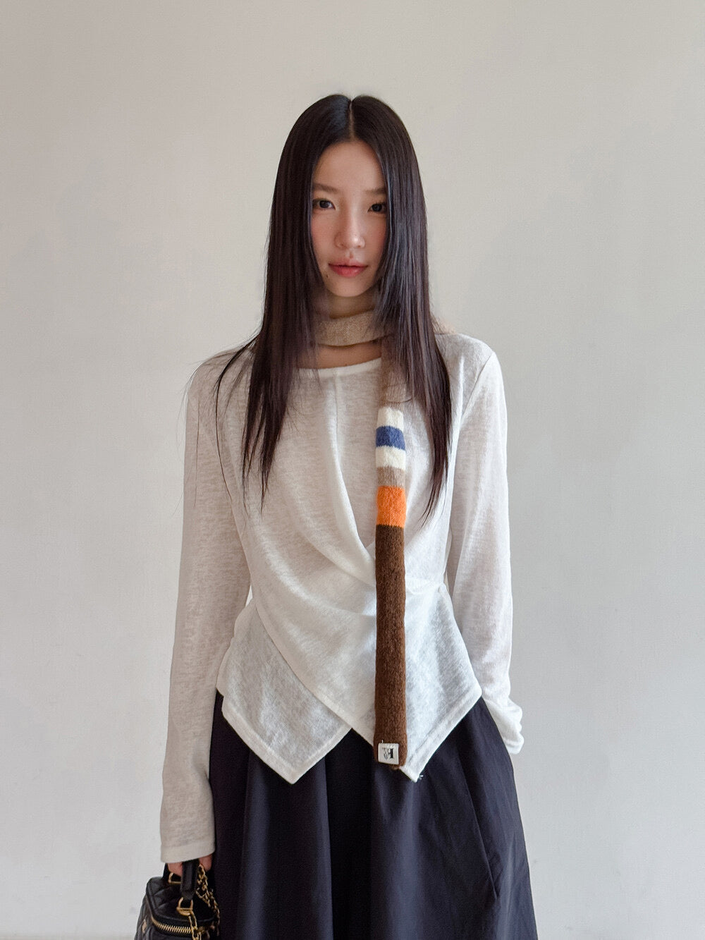 APXIVI Cross-Waist Round Neck Long-Sleeve Tee