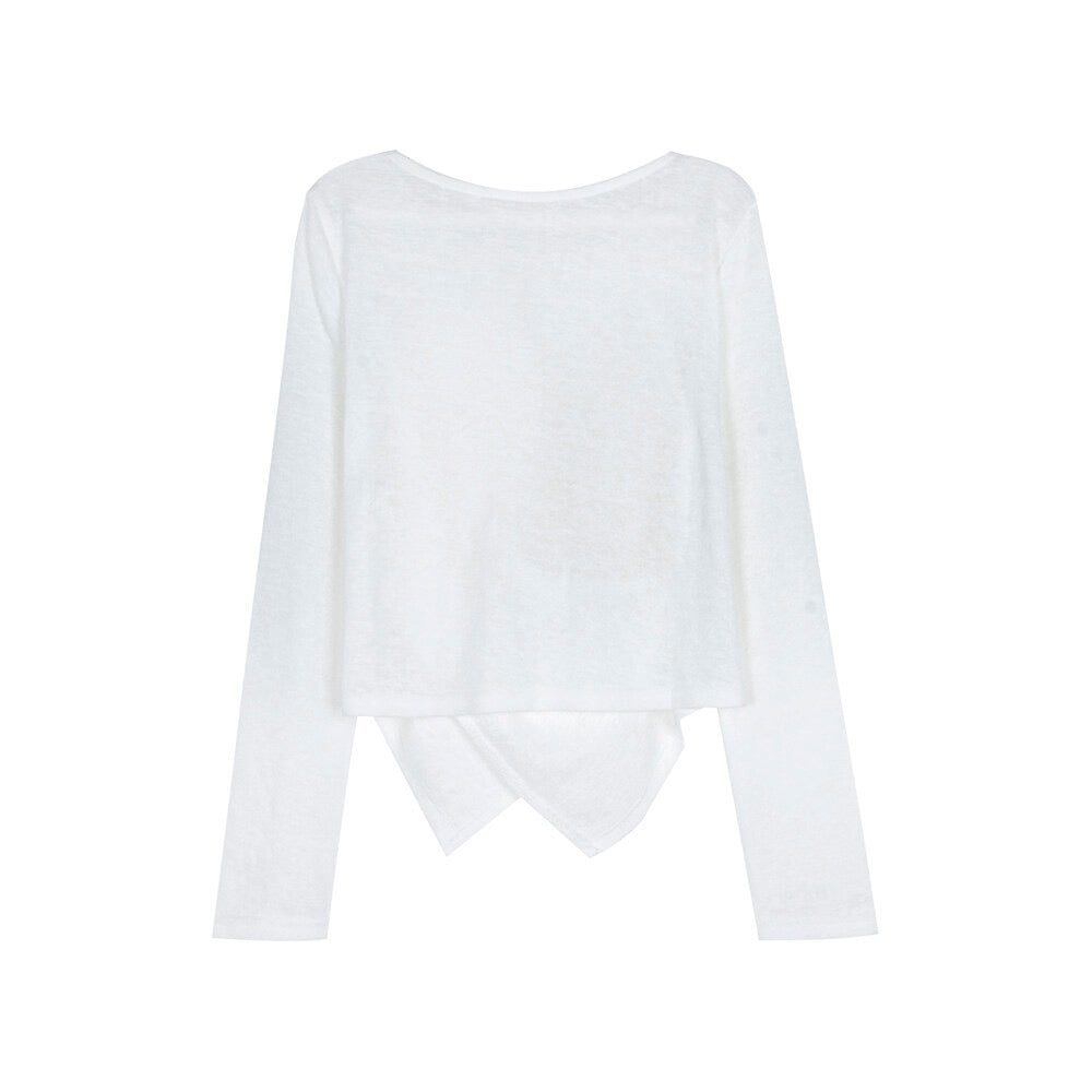 APXIVI Cross-Waist Round Neck Long-Sleeve Tee