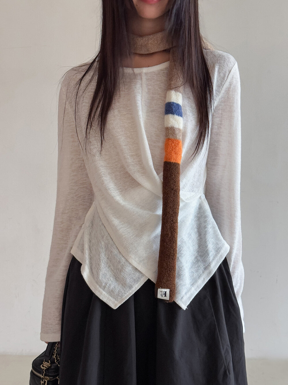 APXIVI Cross-Waist Round Neck Long-Sleeve Tee