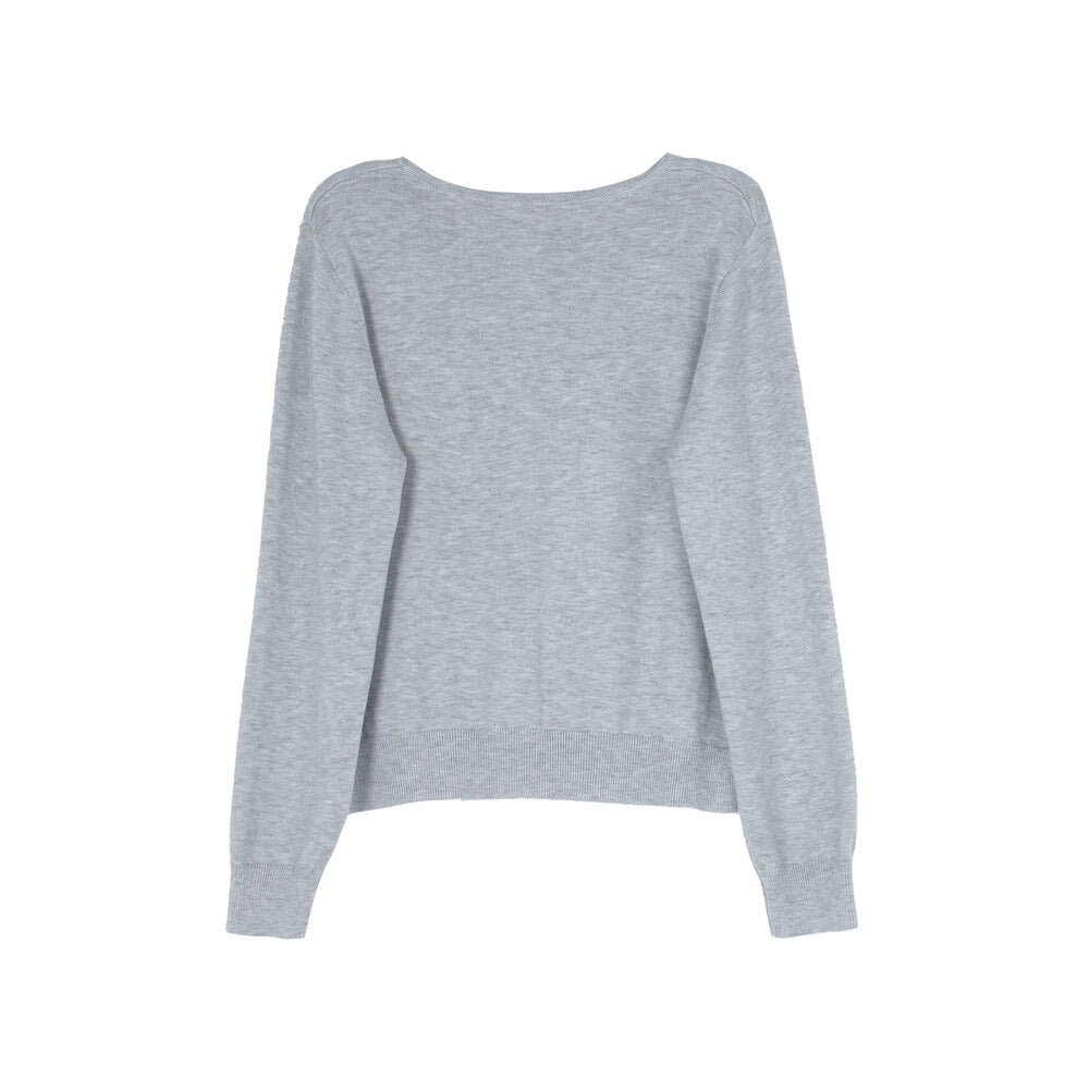 APXIVI Korean-Inspired Cherry Embroidery Wool Knit Cardigan (6% Wool)