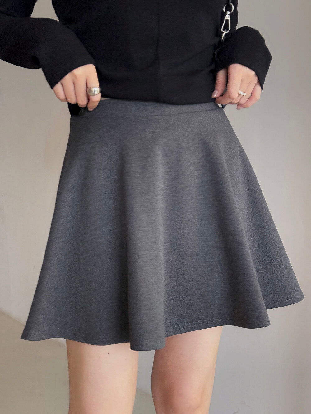 APXIVI High-Waist Slimming A-Line Knit Mini Skirt