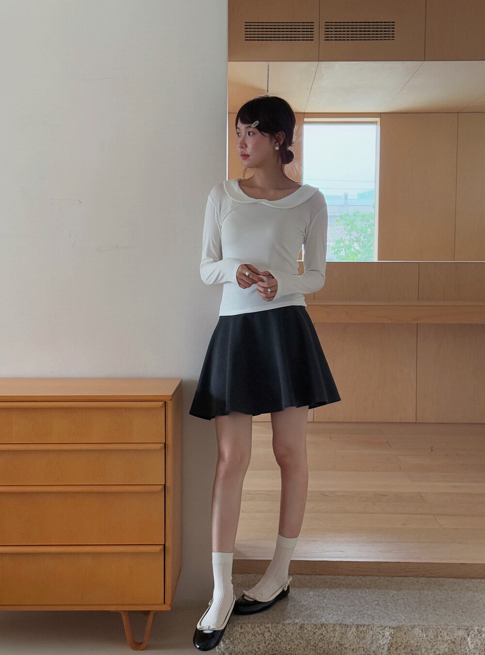 APXIVI High-Waist Slimming A-Line Knit Mini Skirt