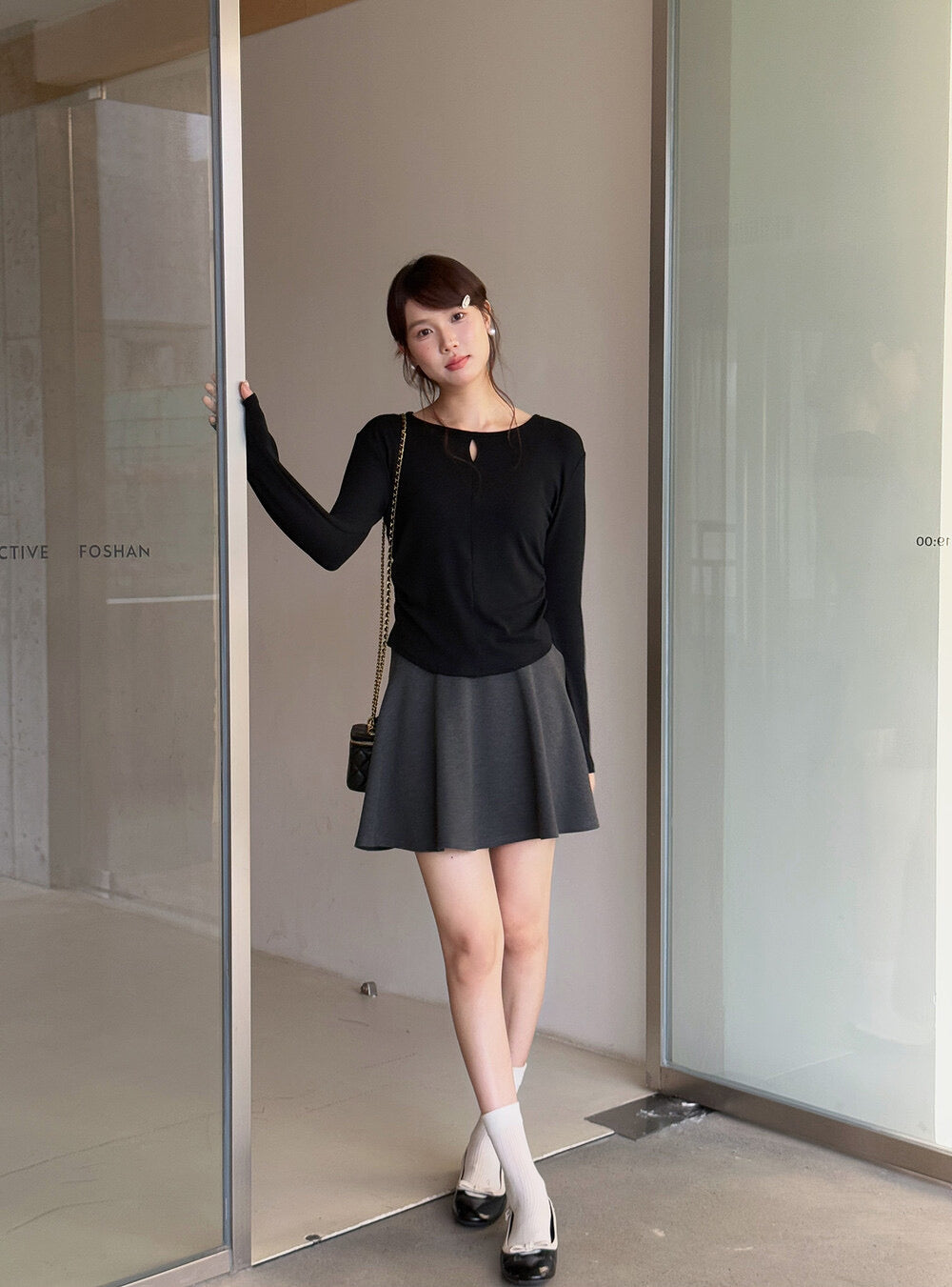 APXIVI High-Waist Slimming A-Line Knit Mini Skirt