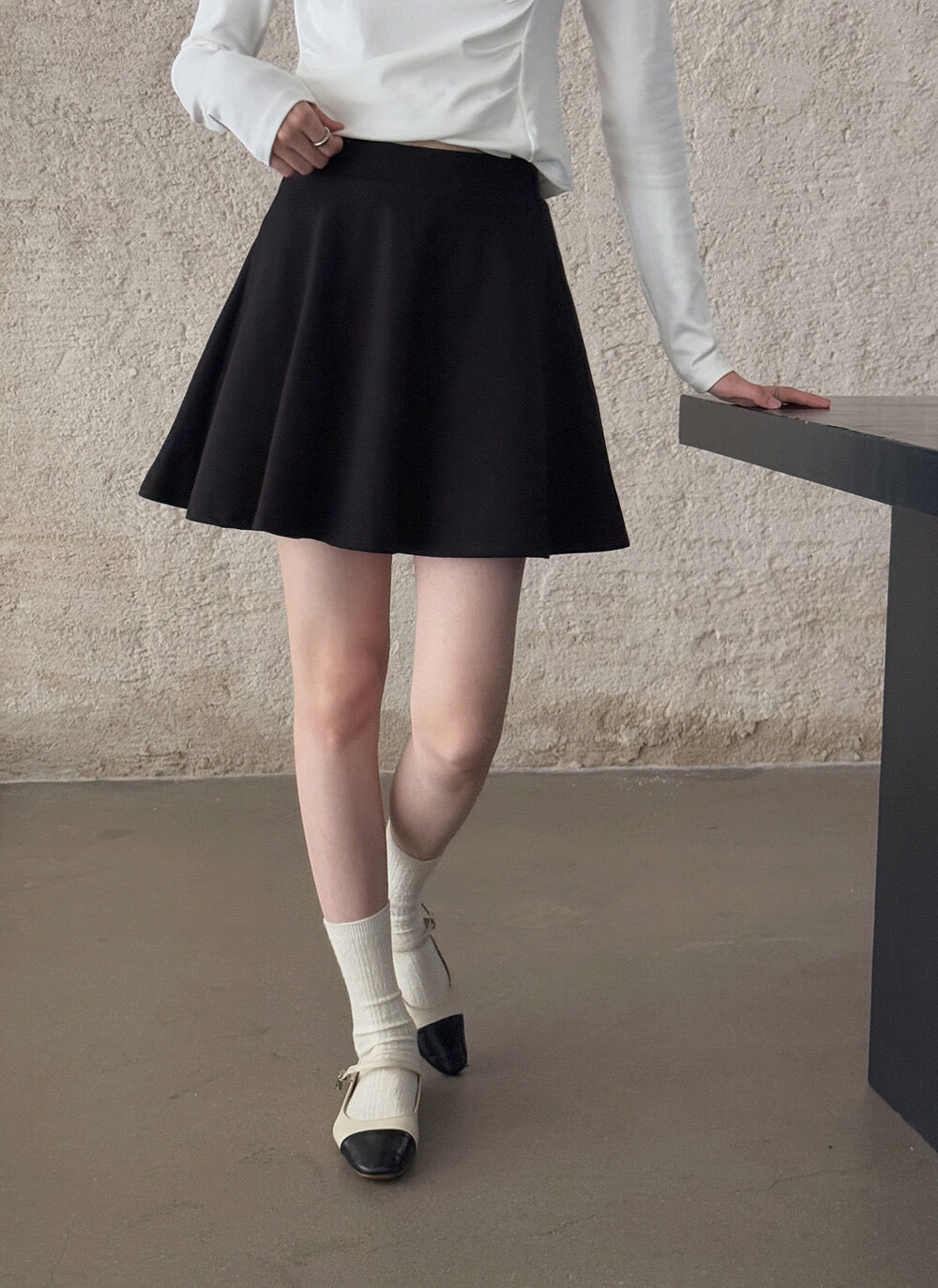 APXIVI High-Waist Slimming A-Line Knit Mini Skirt