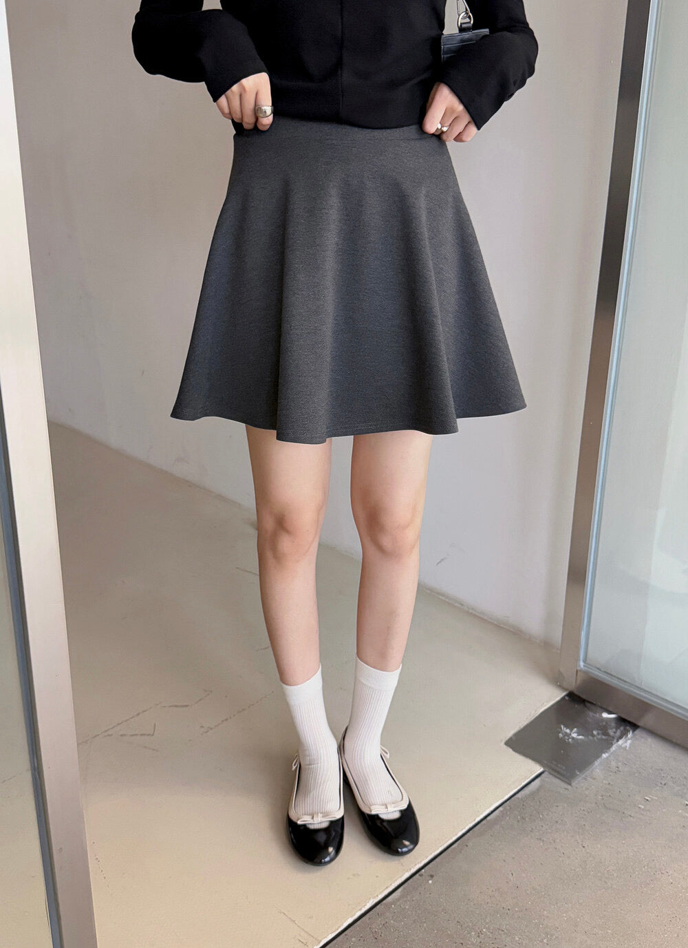 APXIVI High-Waist Slimming A-Line Knit Mini Skirt