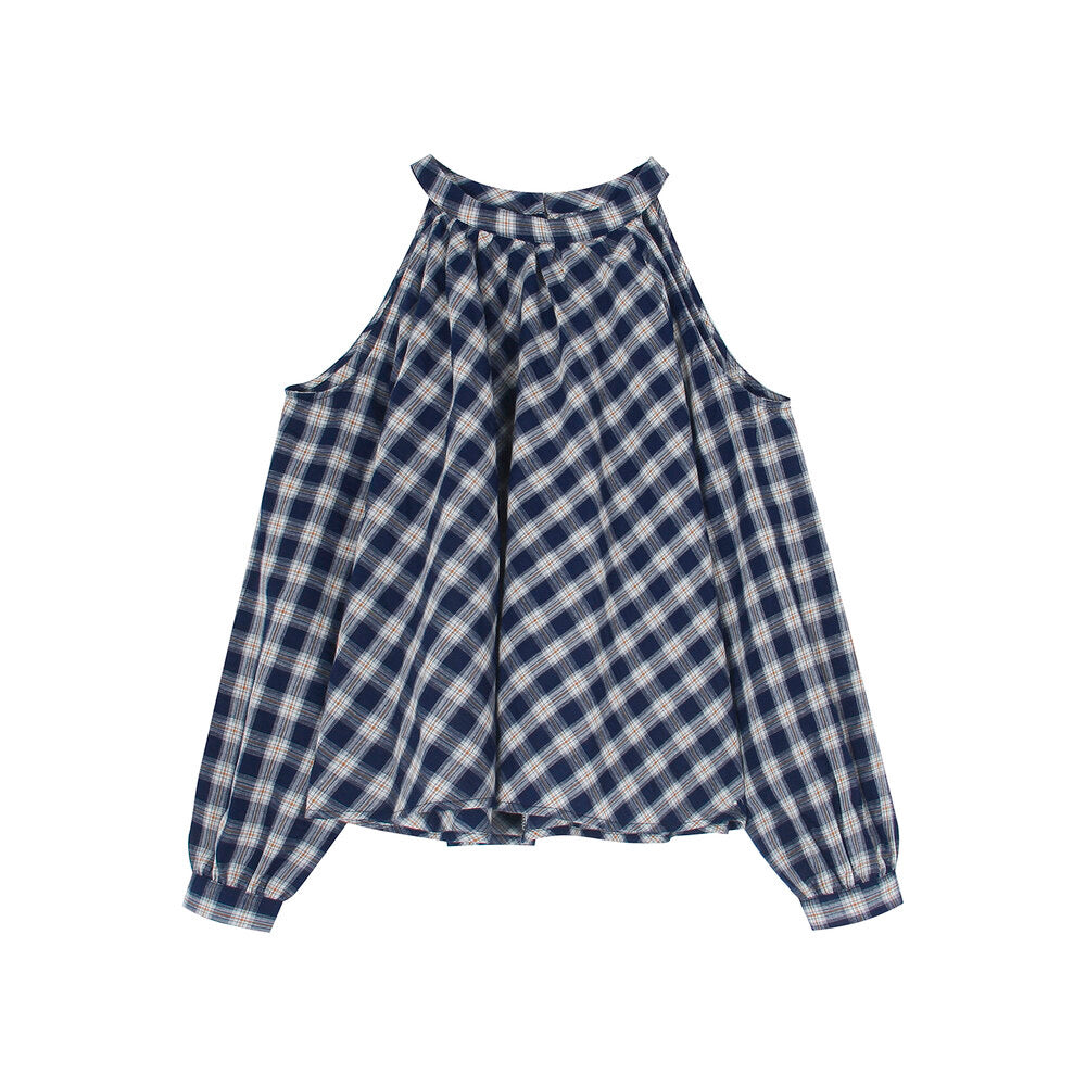 APXIVI Halter Off-Shoulder Design Shirt