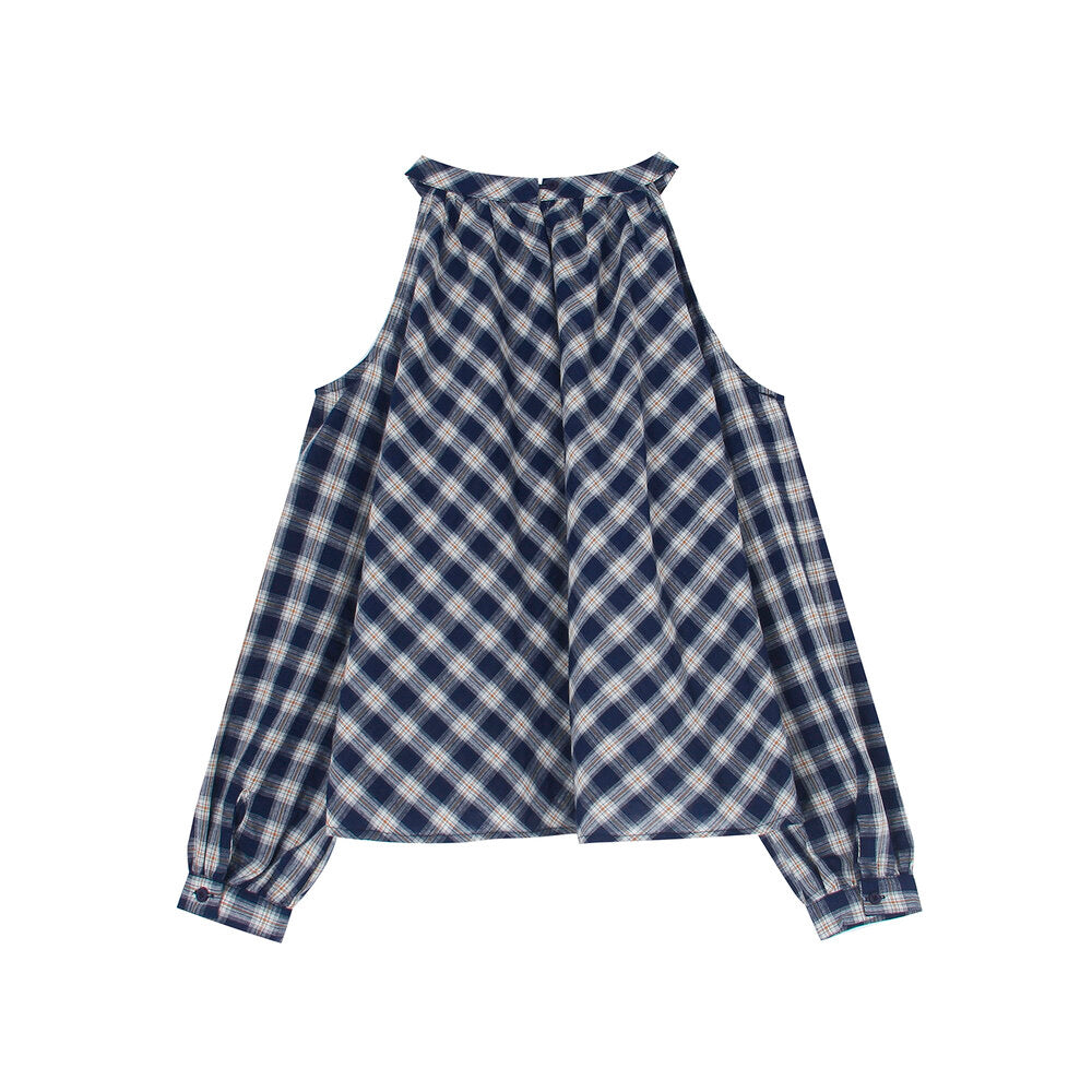 APXIVI Halter Off-Shoulder Design Shirt