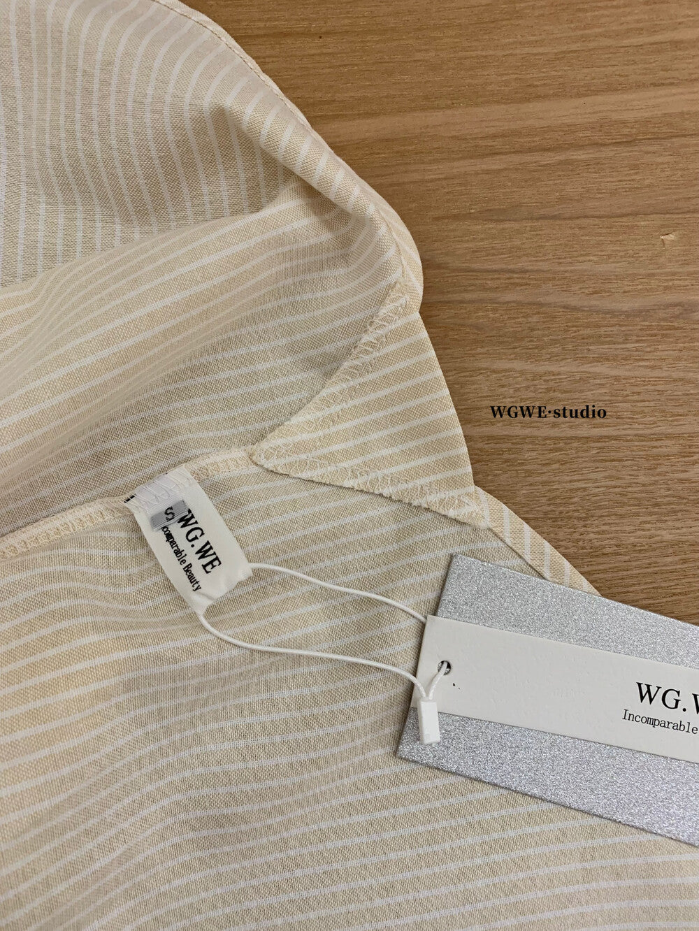 WGWE Striped Button-Up Shirt + Elastic Waist Casual Shorts Set