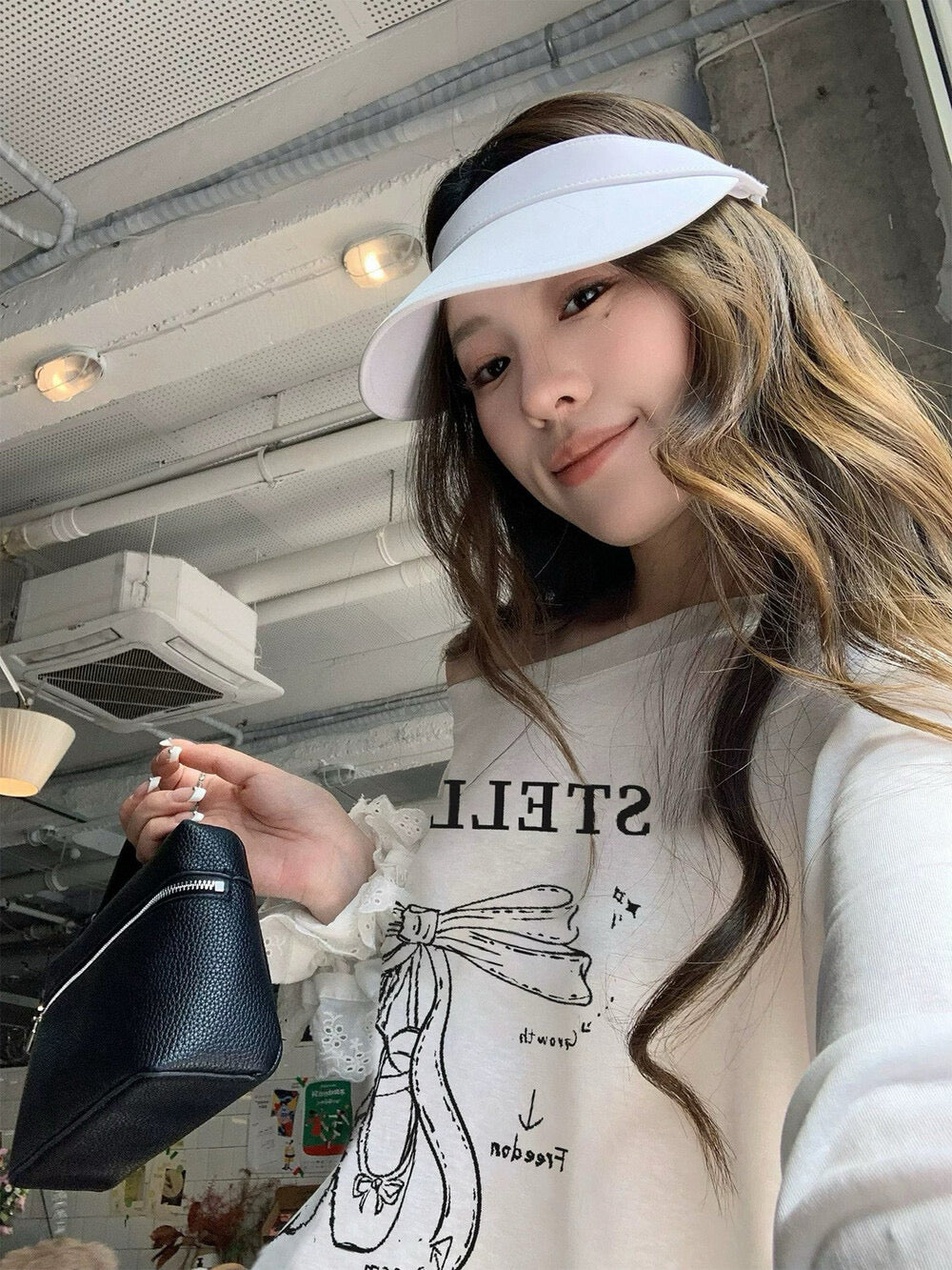 WGWE White One-Shoulder Long Sleeve Tee