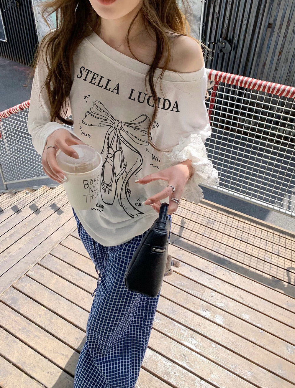 WGWE White One-Shoulder Long Sleeve Tee