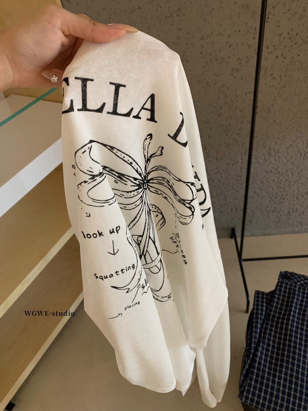 WGWE White One-Shoulder Long Sleeve Tee
