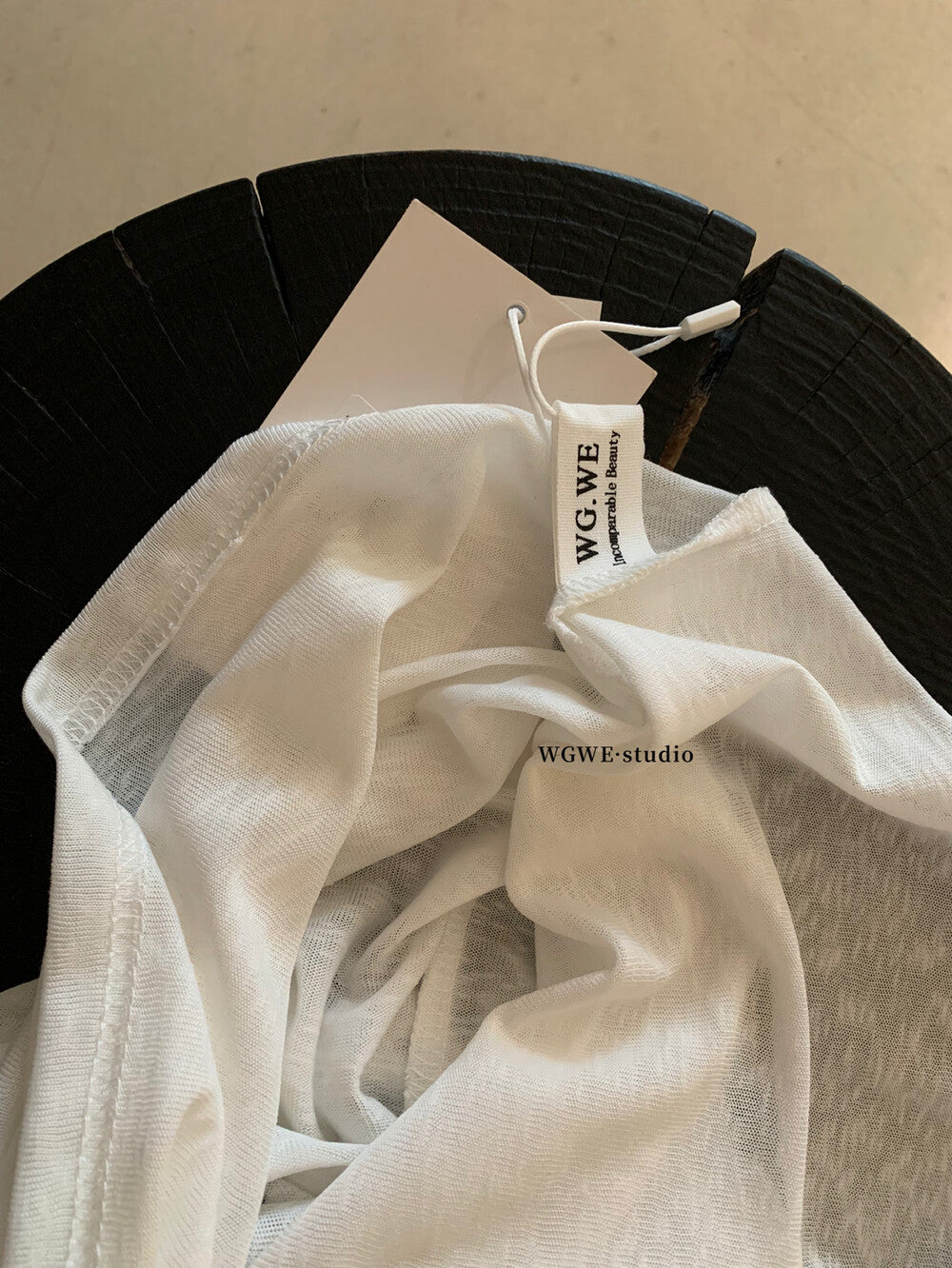 WGWE White One-Shoulder Long Sleeve Tee